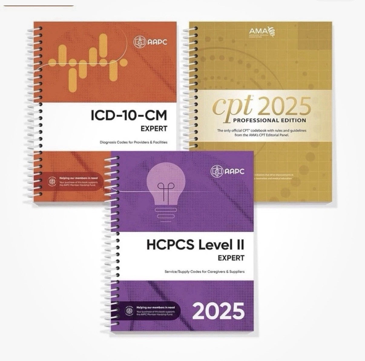 New AMA CPT Book, ICD-10 Code Book, HCPCS Book – 2025 Physician Bundle by AAPC