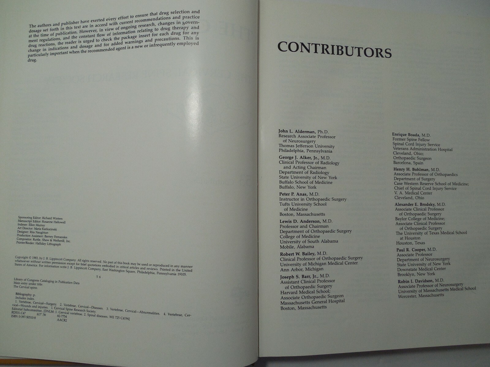 The Cervical Spine by The Cervical Spine Research Society, 1983, Like New