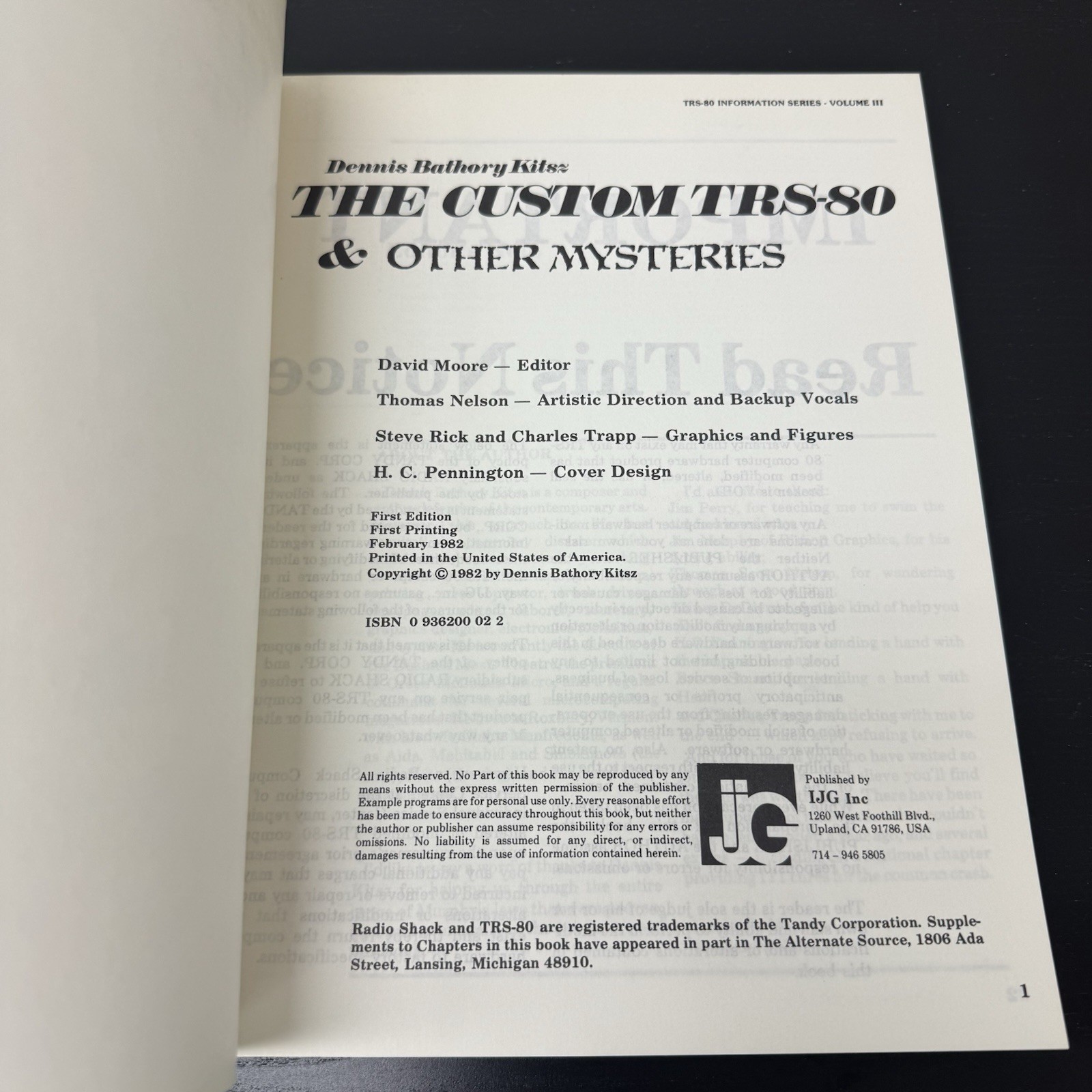 Custom TRS-80 & Other Mysteries Book Dennis Kitsz Information Series Volume III