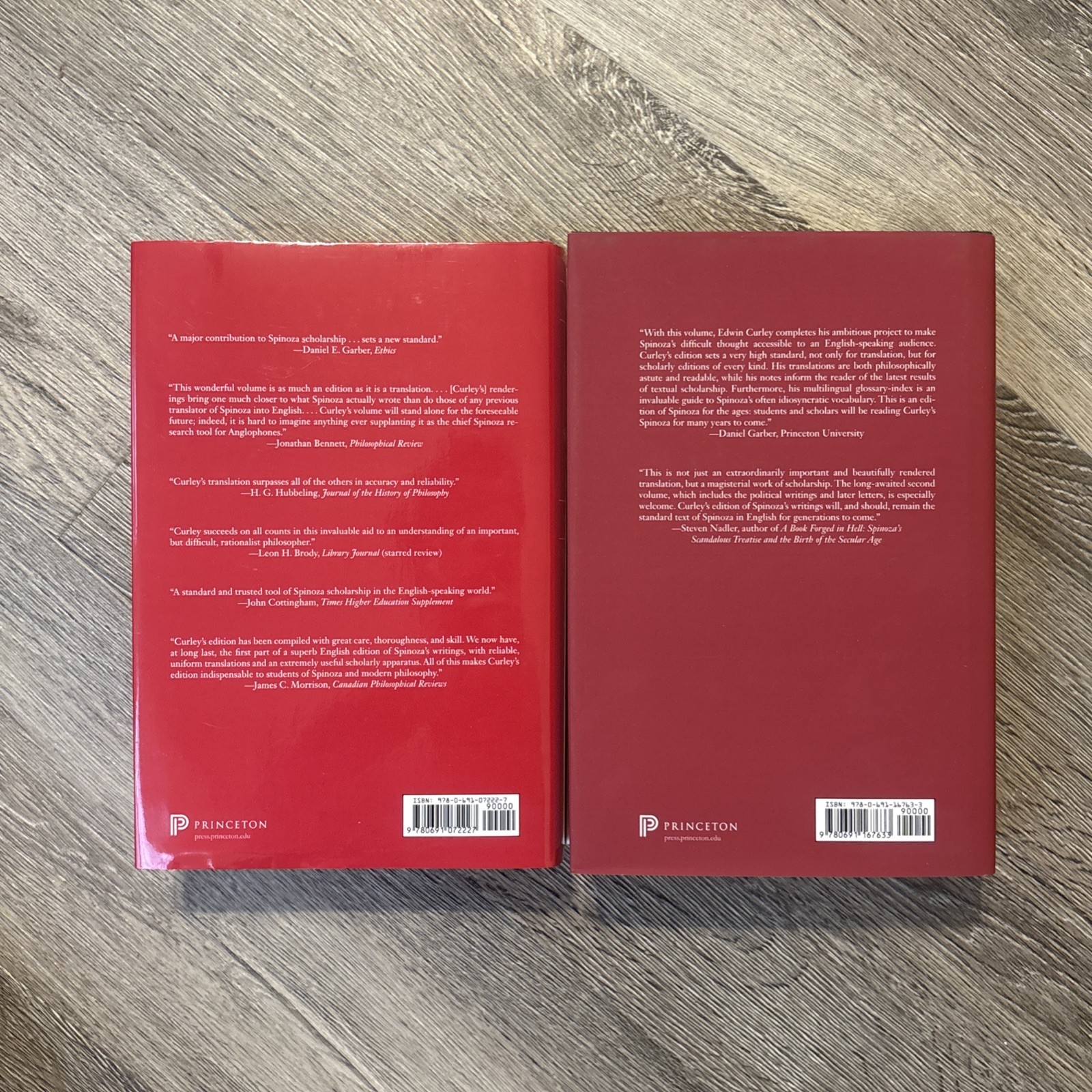 The Collected Works of Spinoza, Volume I & II Philosophy Lot of 2 Edwin Curley