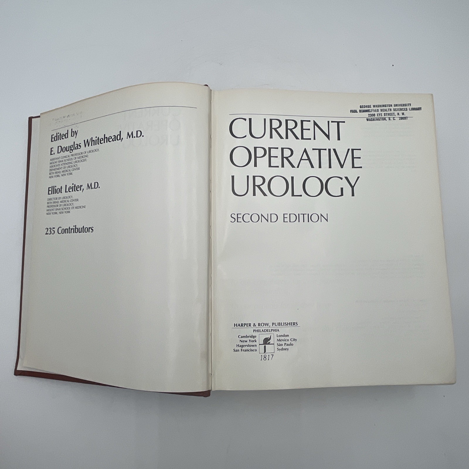 Current Operative Urology Second Edition 1994 1st Printing, E. Douglas Whitehead
