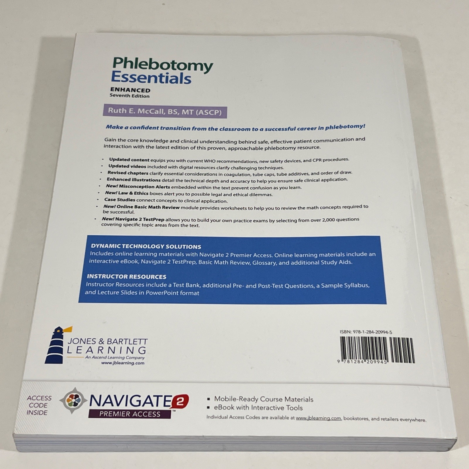 Phlebotomy Essentials, Enhanced 7th edition by McCall Ruth E.
