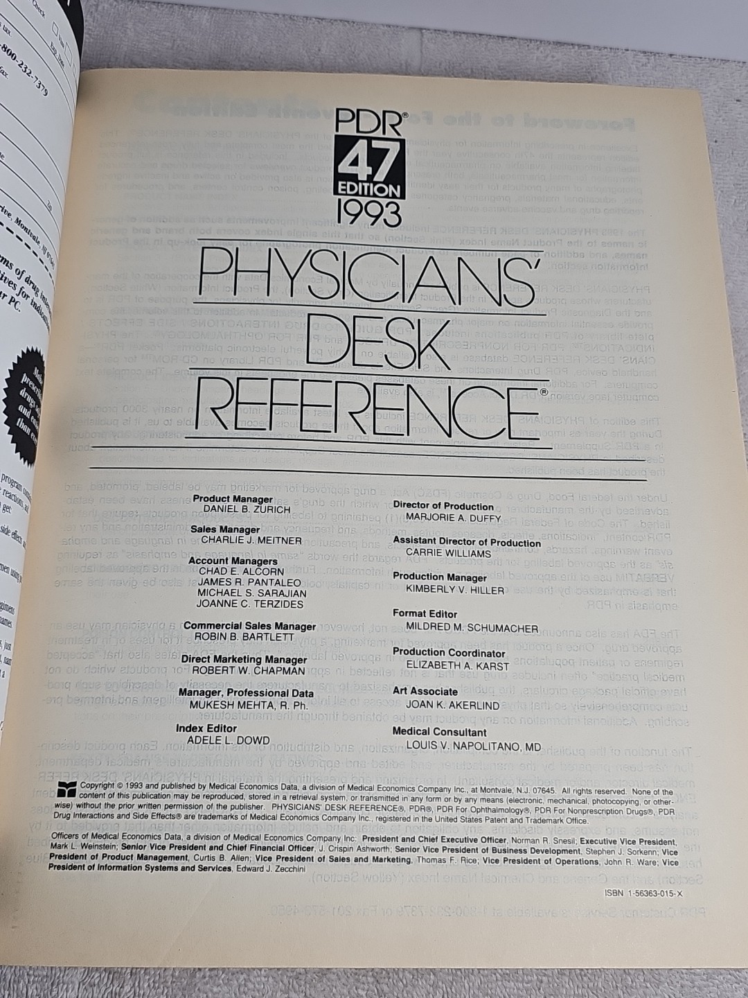 Vintage Medical Books Physicians’ Desk Reference PDR Edition 47 1993 Hardcover