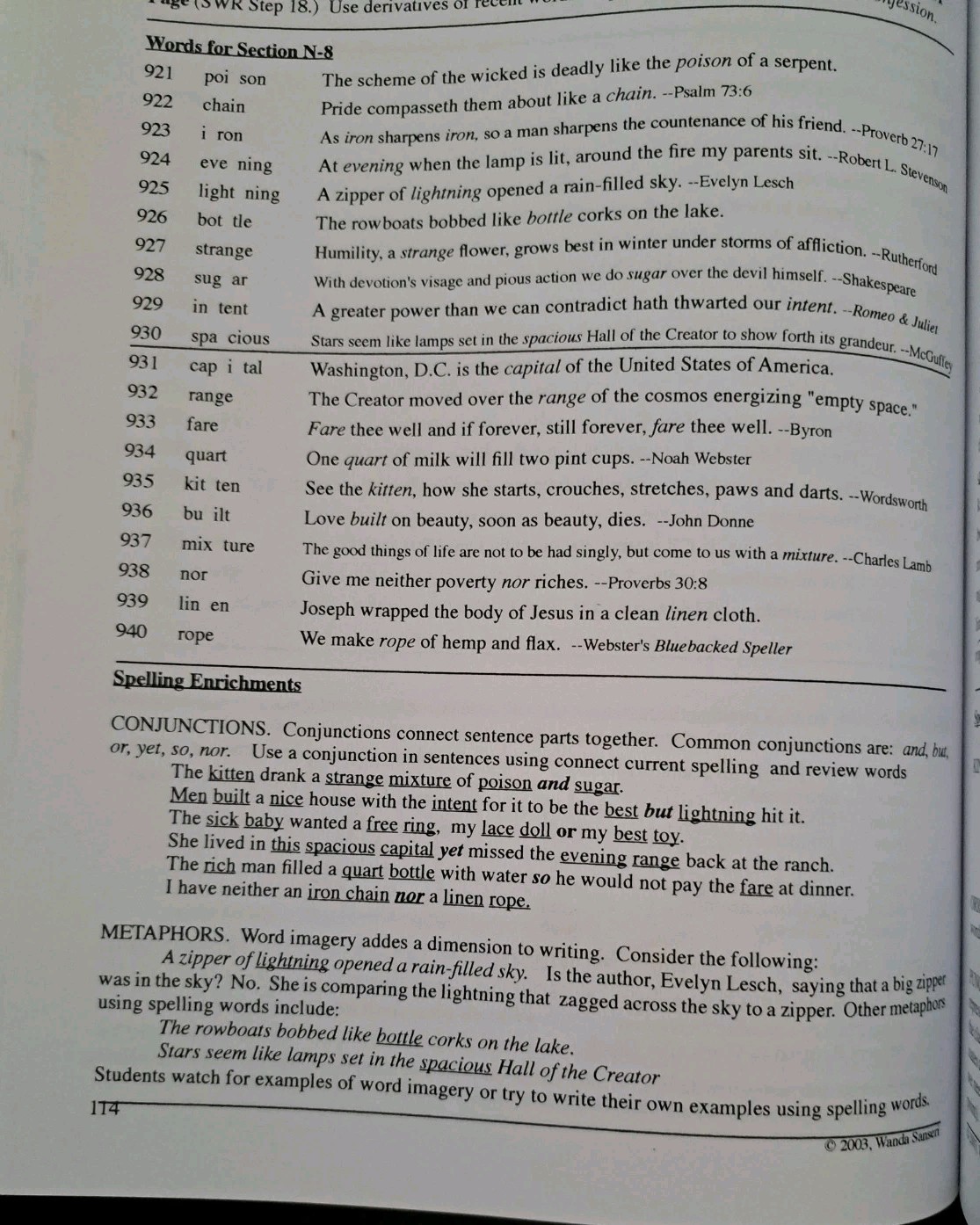 Wise Guide for Spelling Wanda Sanseri 2003 Homeschooling -VERY GOOD Cond
