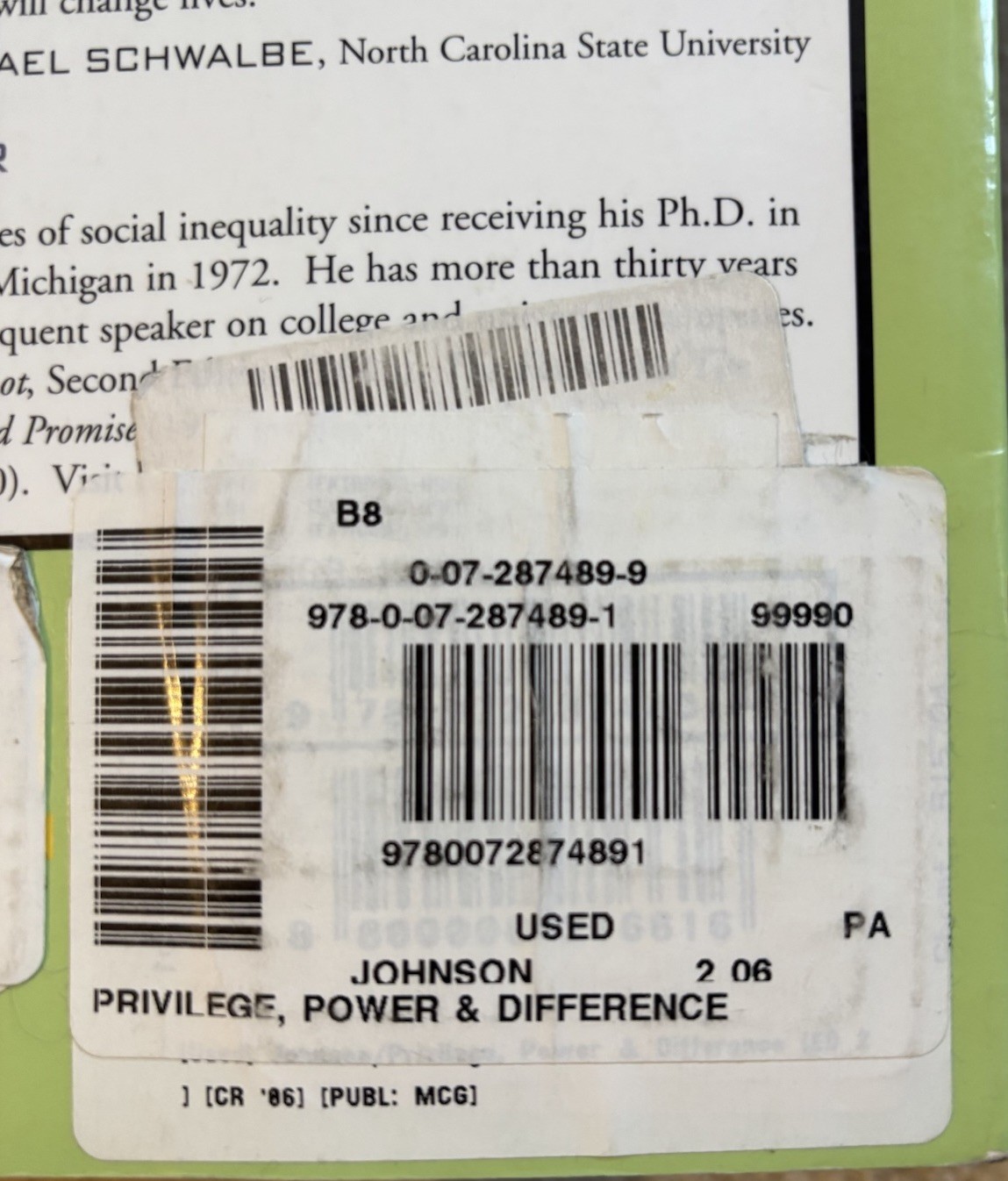 Privilege Power and Difference by Allan G. Johnson Second Edition