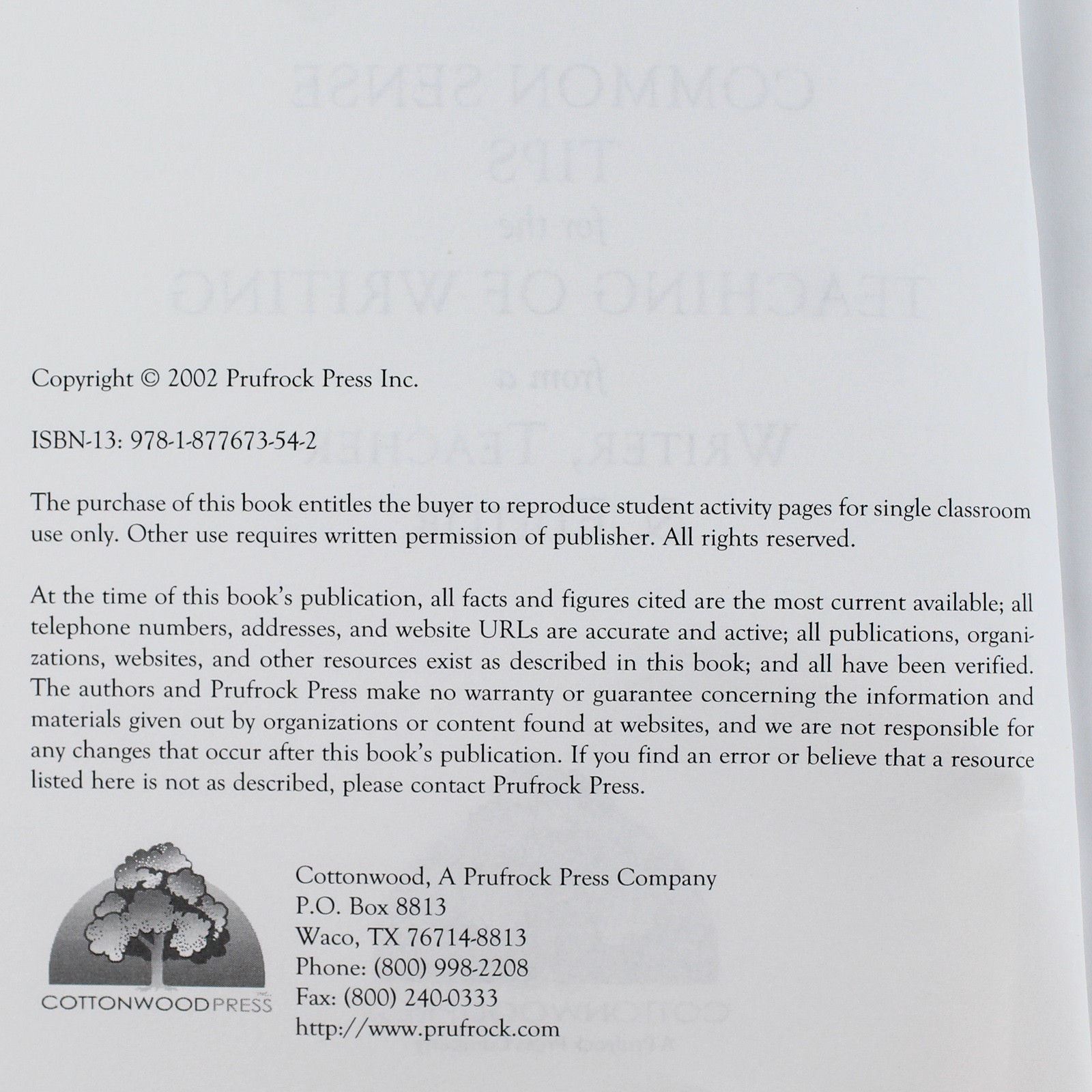 Common Sense Tips on the Teaching of Writing Cheryl Miller Thurston 2002 PB