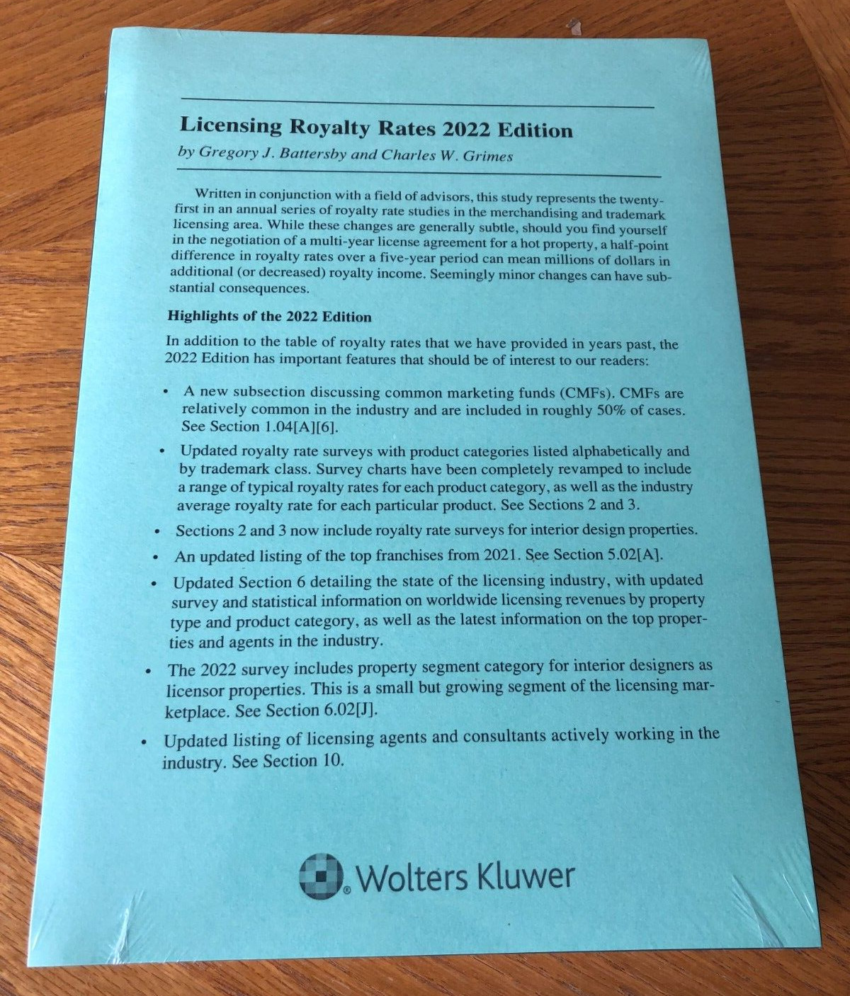 BATTERSBY & GRIMES “LICENSING ROYALTY RATES 2022 EDITION” SC NEW IN SHRINK WRAP