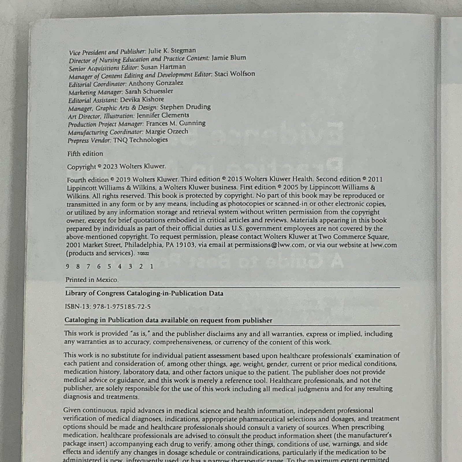 WOLTERS KLUWER EVIDENCE-BASED PRACTICE NURSING & HEALTHCARE MELNYK 2023 NO CODE
