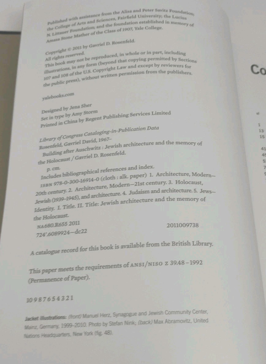 Building After Auschwitz… Rosenfeld Yale HC 2011 1st Ed. FREE SHIPPING