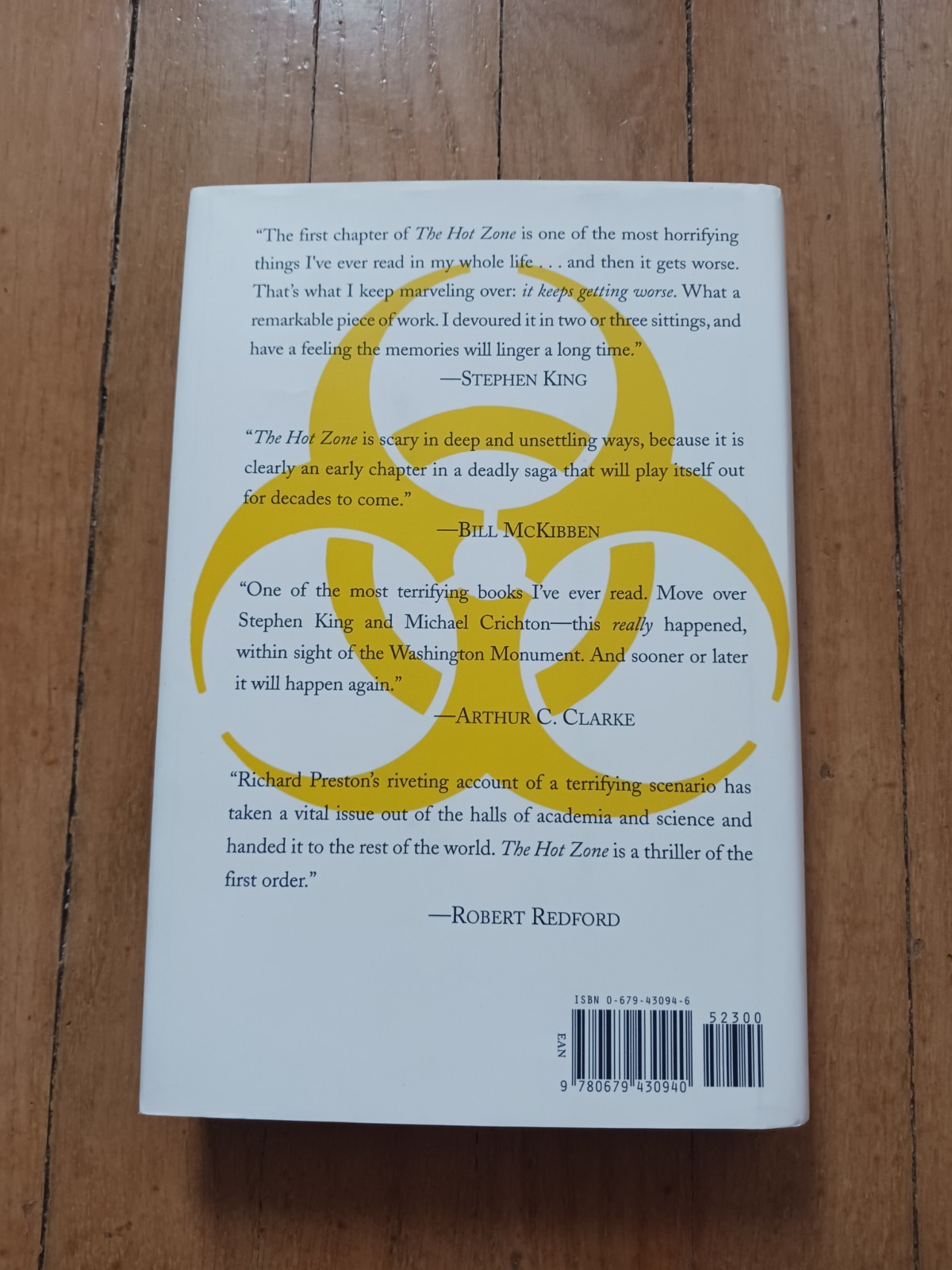 The Hot Zone – Richard Preston – Hardcover First Edition – 1994 7th Print
