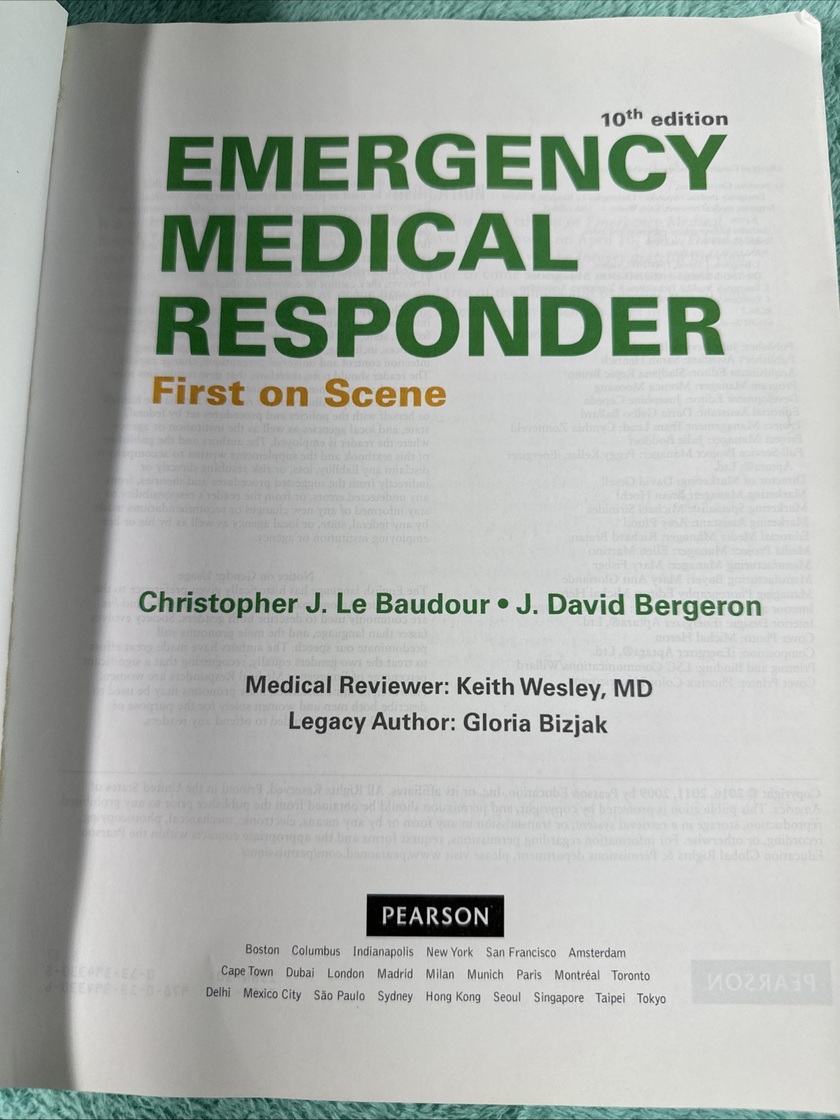 Emergency Medical Responder First on Scene 10th Edition Le Baudour Bergeron PB