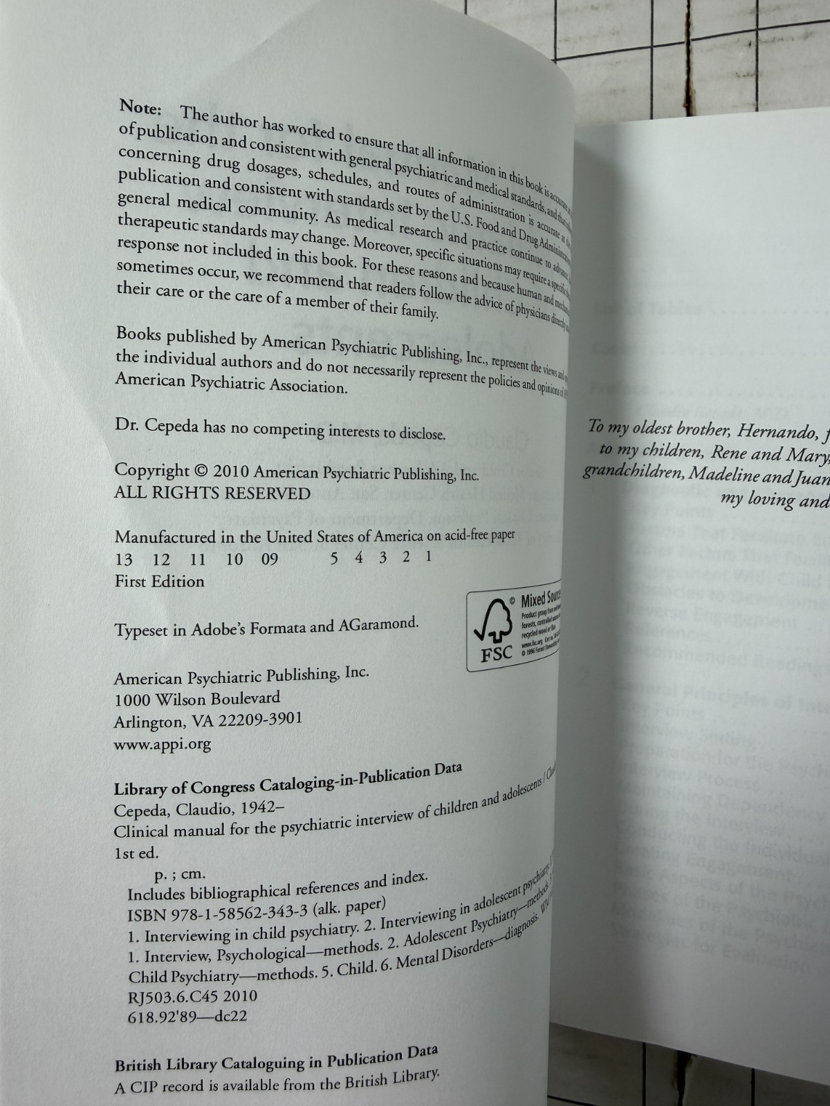 Clinical Manual for the Psychiatric Interview of Children and Adolescents 1st Ed