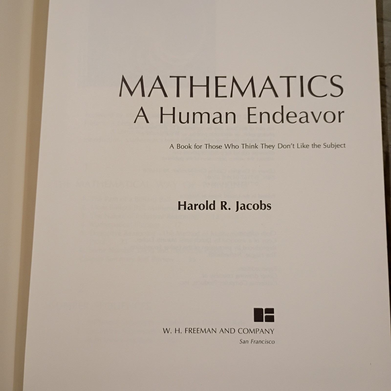 Mathematics: A Human Endeavor by Harold R Jacobs (hardcover, 1970) EUC VTG