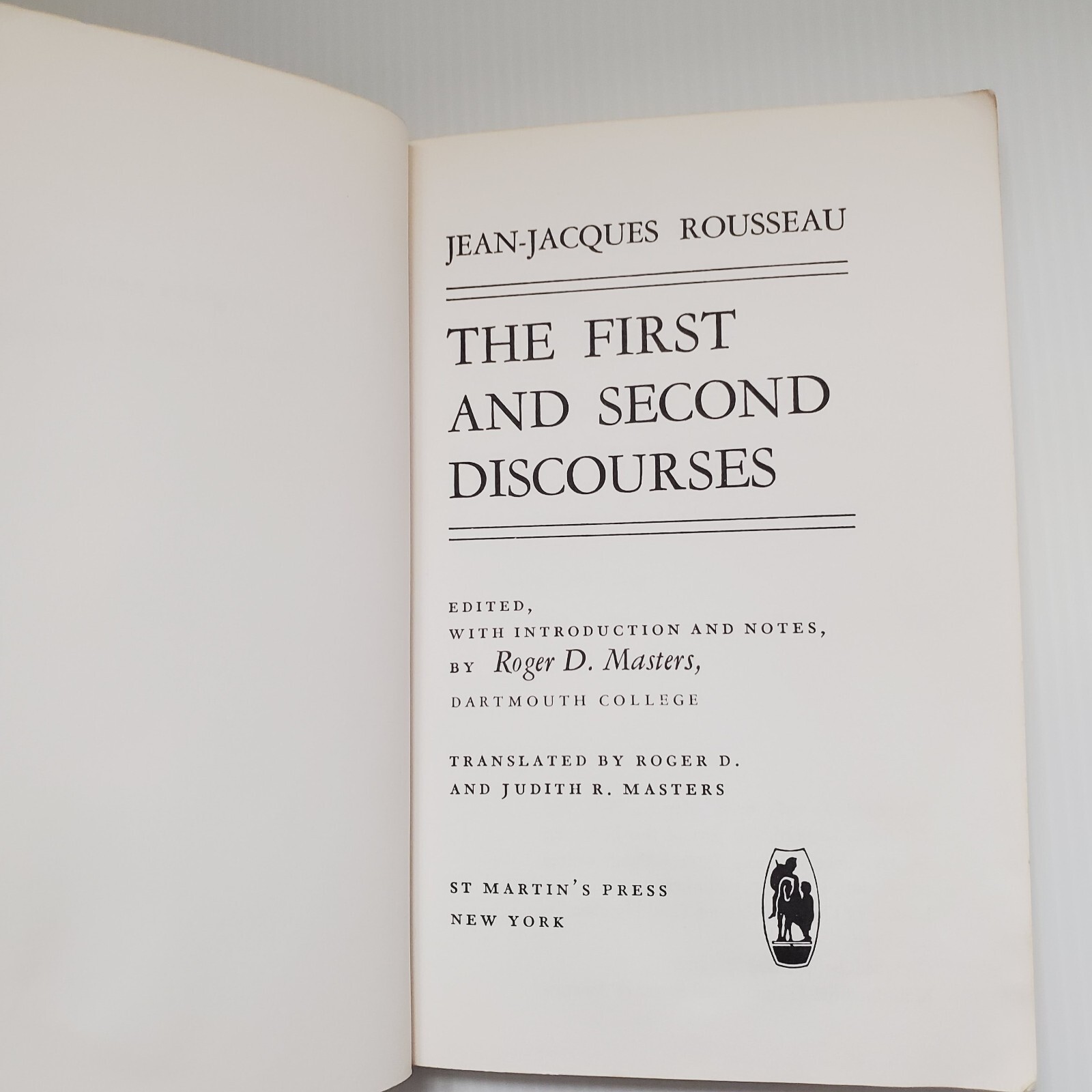 Jean-Jacques Rousseau The First and Second Discourses Vintage Paperback Book