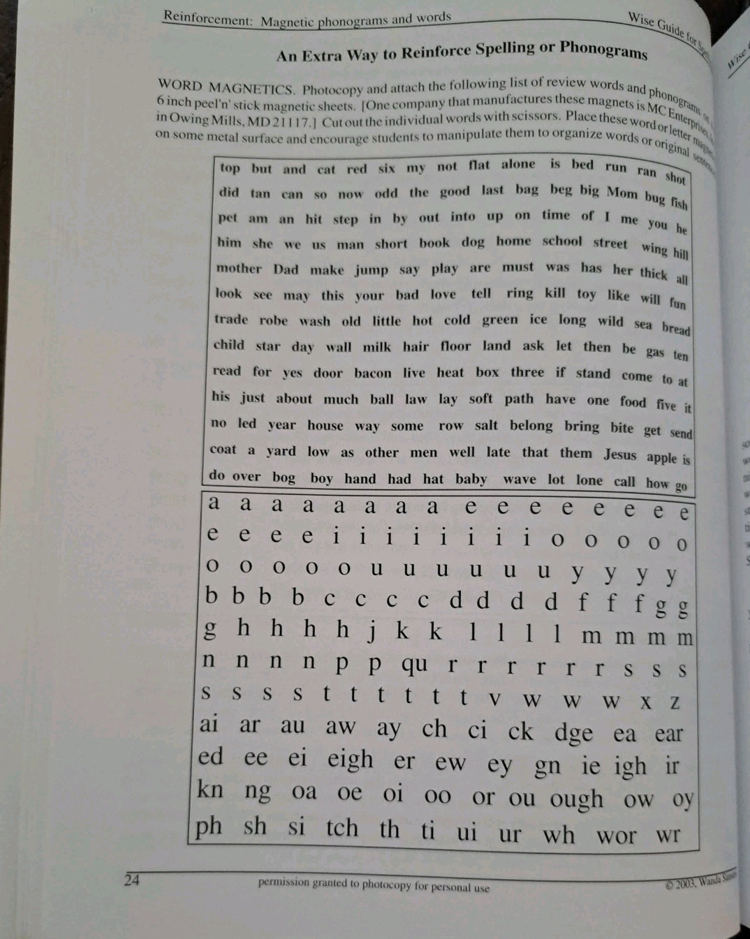 Wise Guide for Spelling Wanda Sanseri 2003 Homeschooling -VERY GOOD Cond
