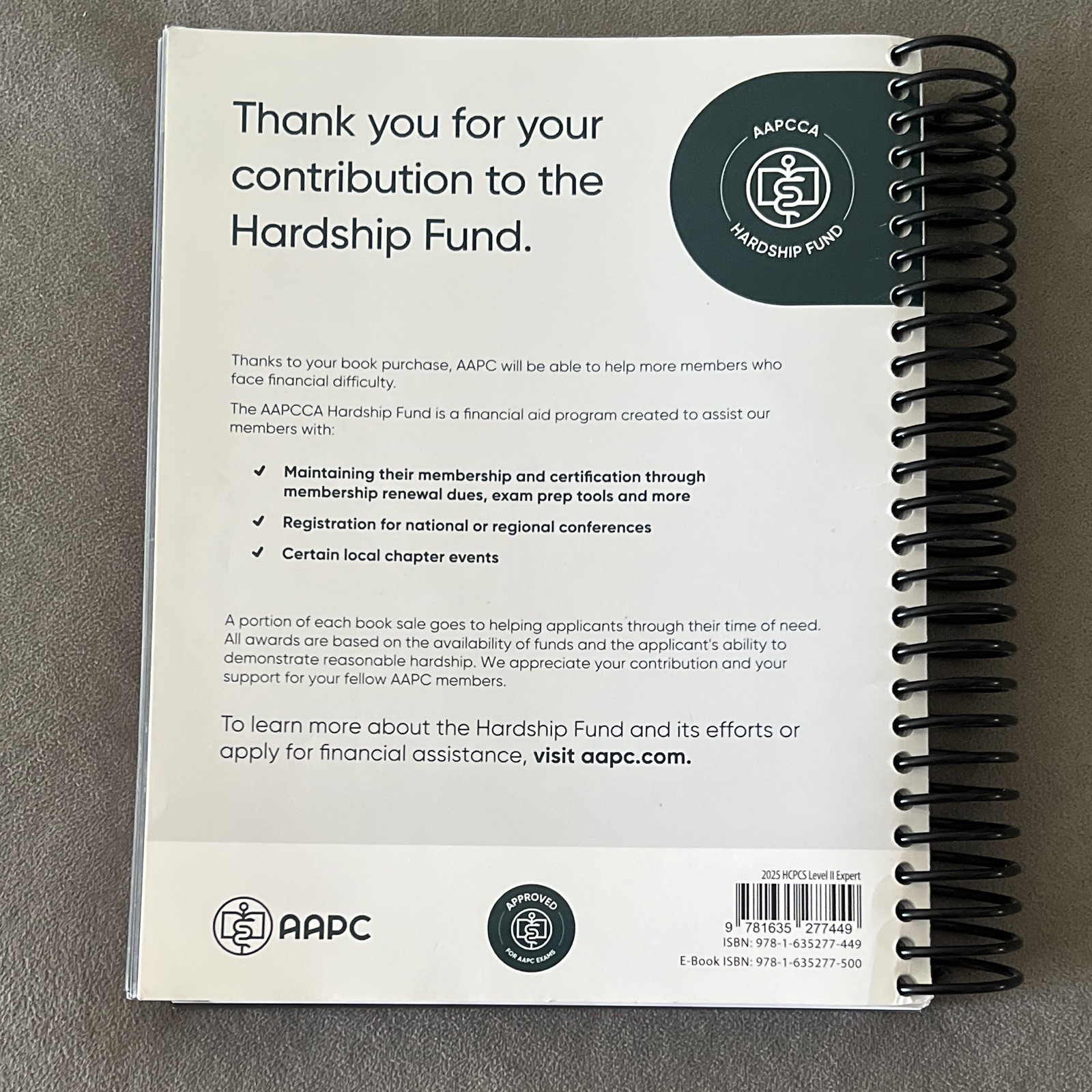 AAPC HCPCS Level II Expert 2025 Spiral Bound Service/Supply Codes Book
