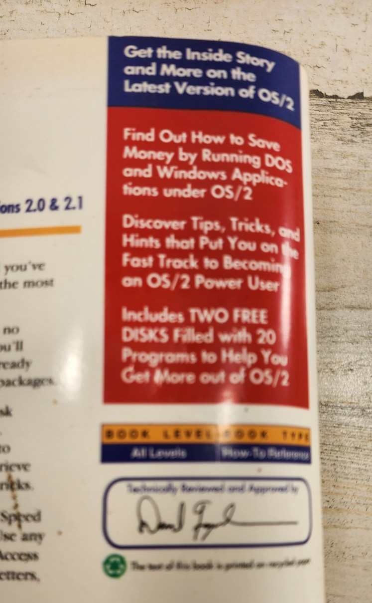 Os/2 Secrets & Solutions Covers Versions 2.0 and 2.1 Peter Dyson 2021 No Disk