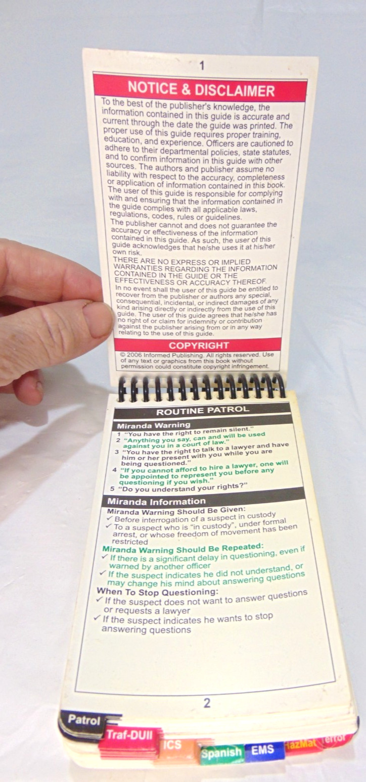 LAW ENFORCEMENT FIELD GUIDE By Informed & Eric Swanson Spiral pocket size
