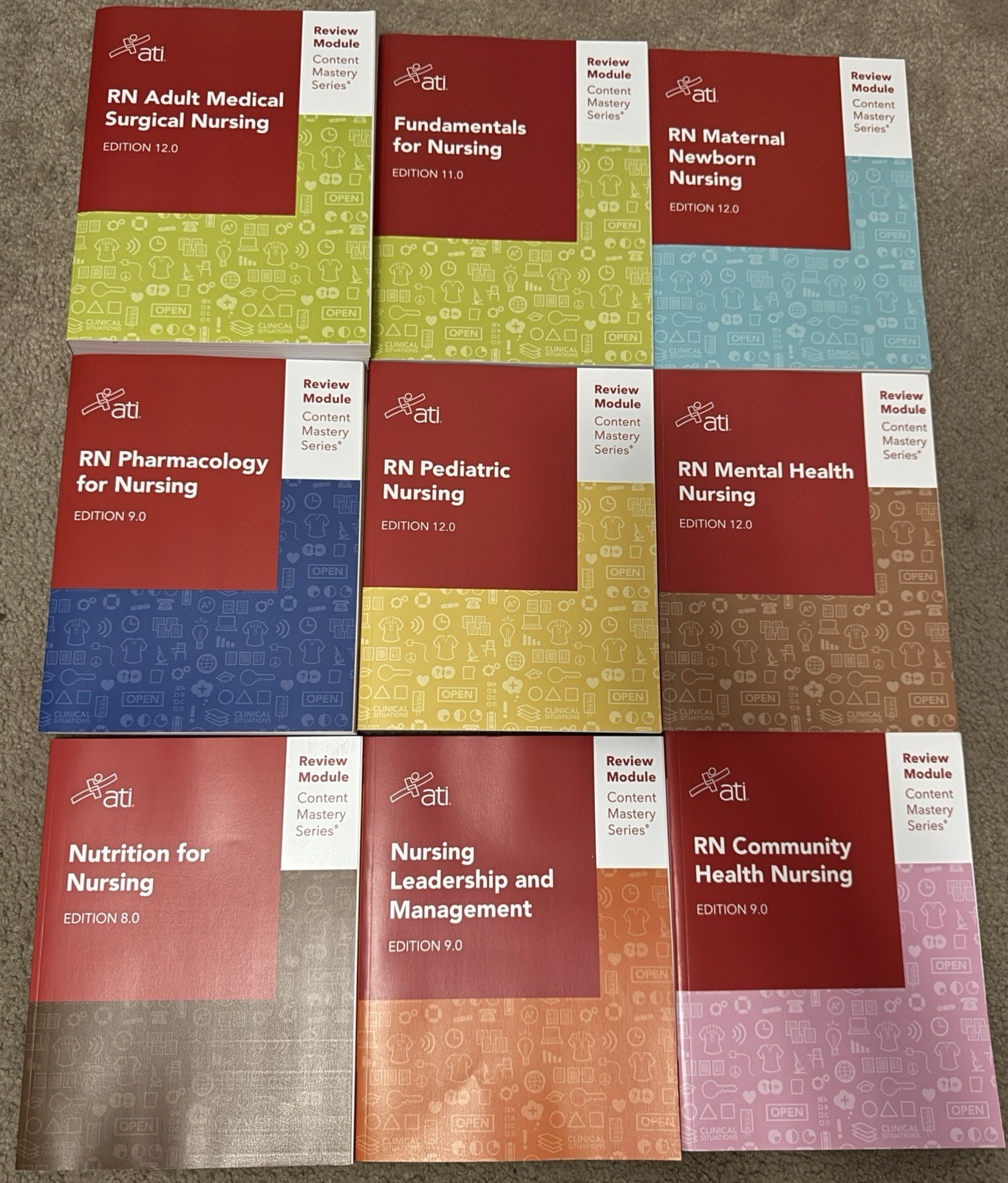 9 ATI Content Mastery Series Review Modules Nursing Set