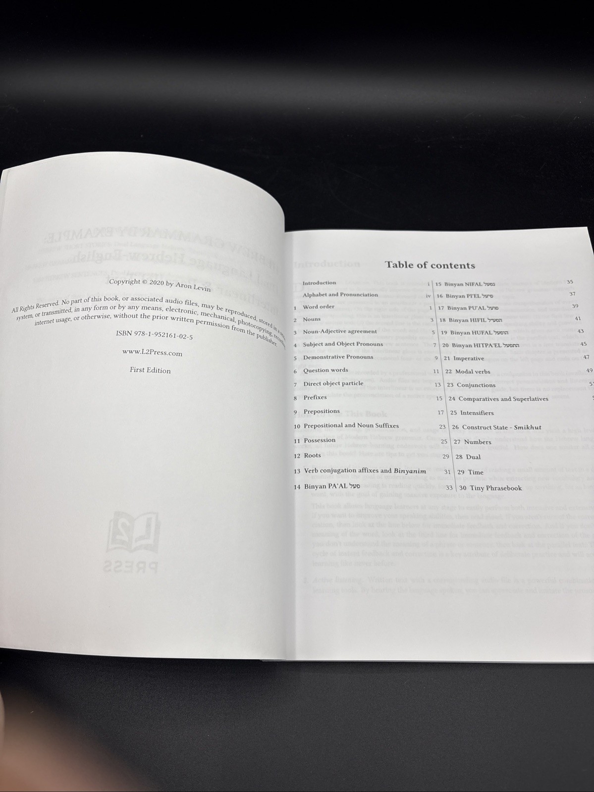 Lot 2 Hebrew Grammar By Example: Parallel Texts, Learn Hebrew Alphabet 120 Pages