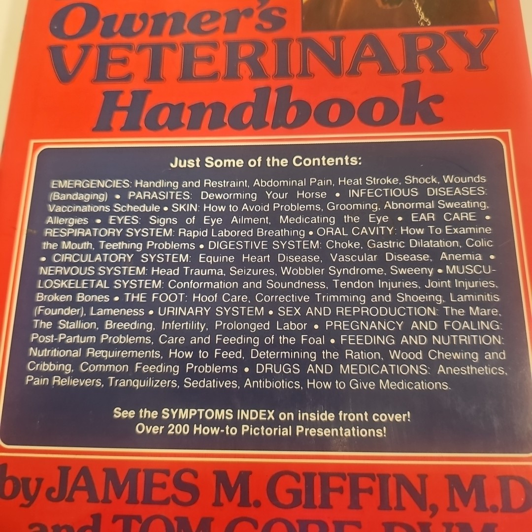 HORSE OWNERS VETERINARY HANDBOOK HARDCOVER FIRST EDITION 1989 GRIFFIN GORE