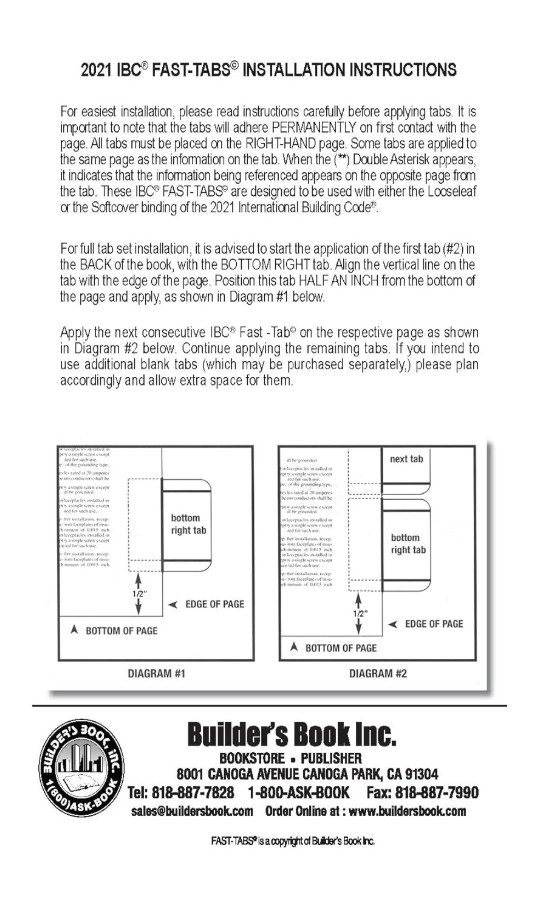 2021 International Building Code (IBC) Fast Tabs, Pamphlet, (Free Fast Shipping)
