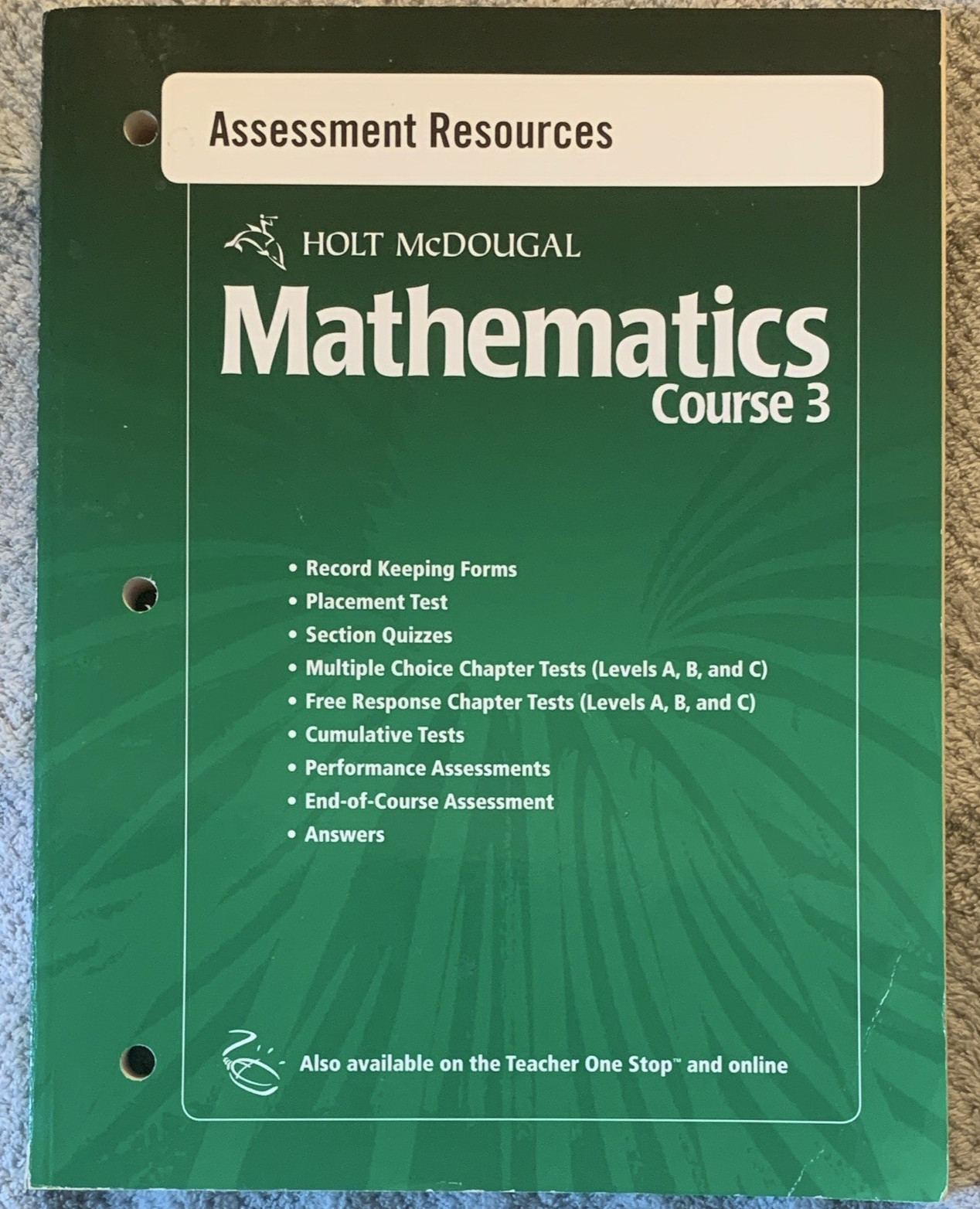 Holt McDougal Mathematics Course 3 Assessment Resources Answers Paperback 2010