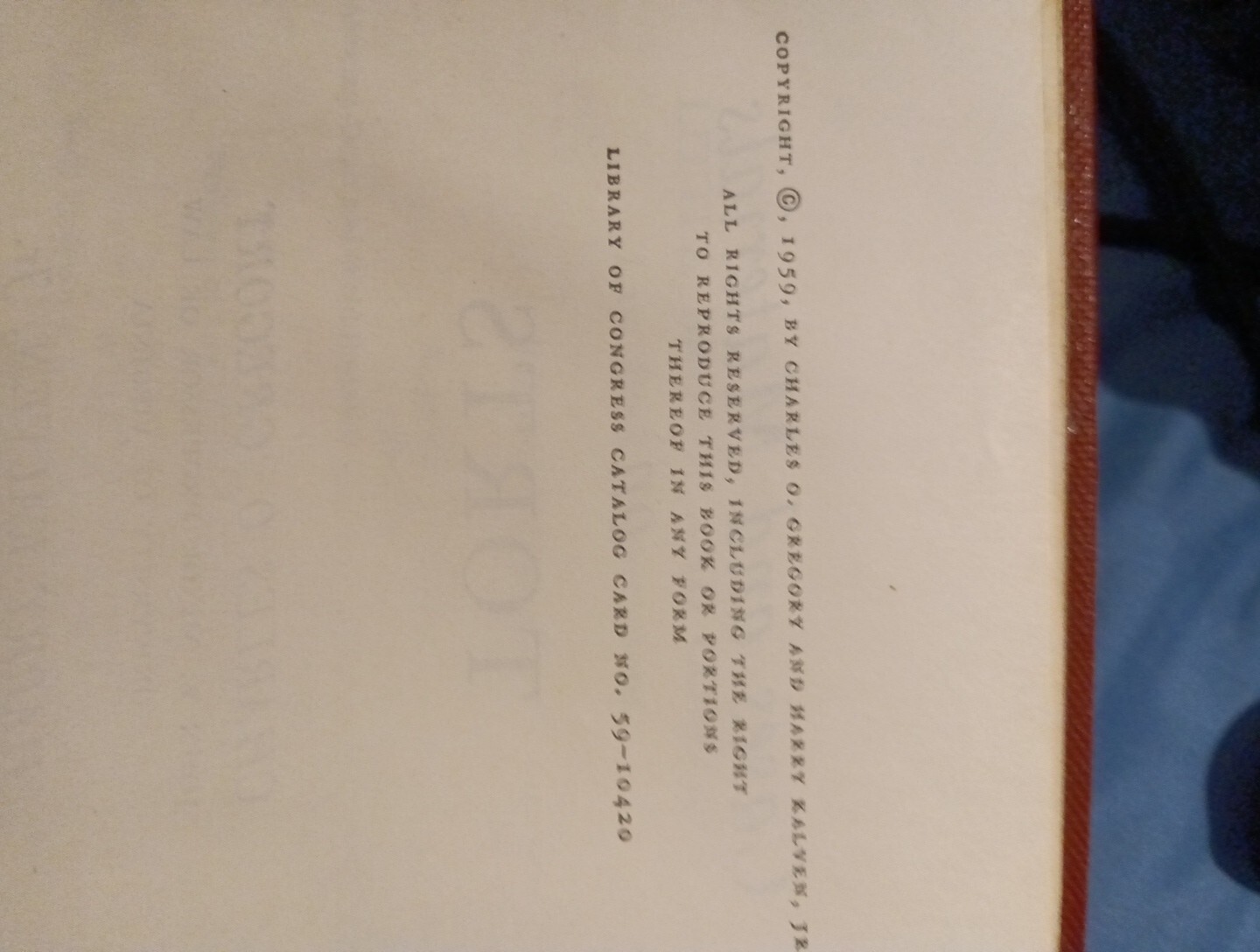 Cases and Materials on Torts by Gregory and Kalven Hardcover 1959 1st Edition