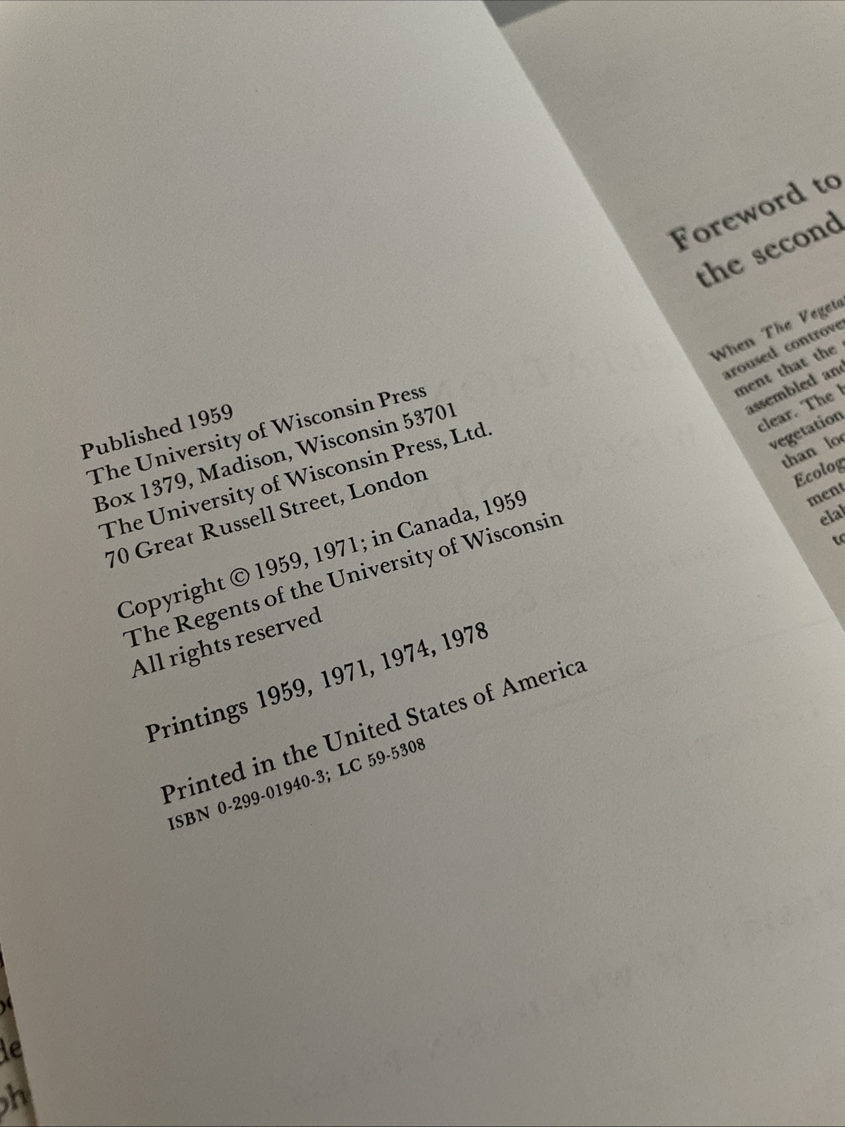 Vegetation of Wisconsin: Ordination of Plant Communities. Curtis HCDJ 1978
