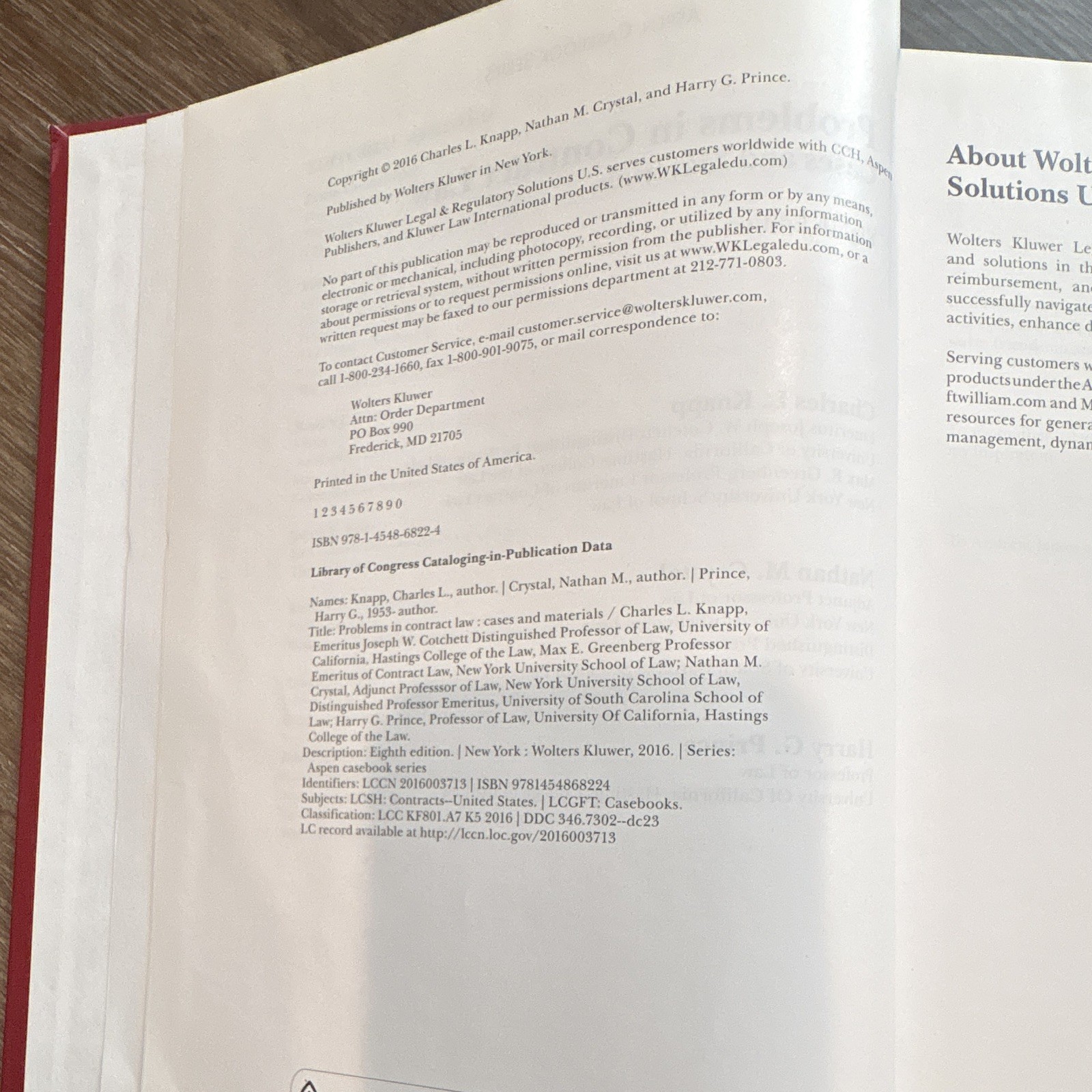 Wolters Kluwer Aspen Casebook Problems in Contract Law 8th Ed HC 2016
