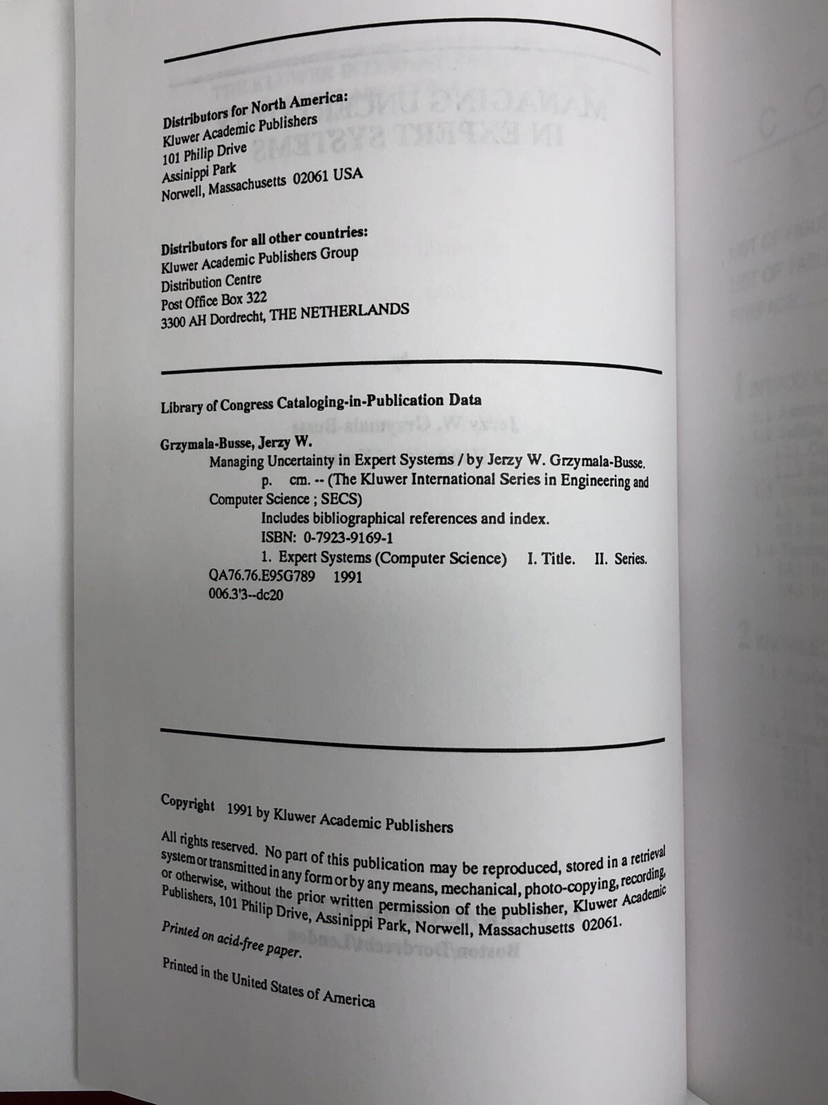 Managing Uncertainty in Expert Systems by Grzymala-Busse, Jerzy W.