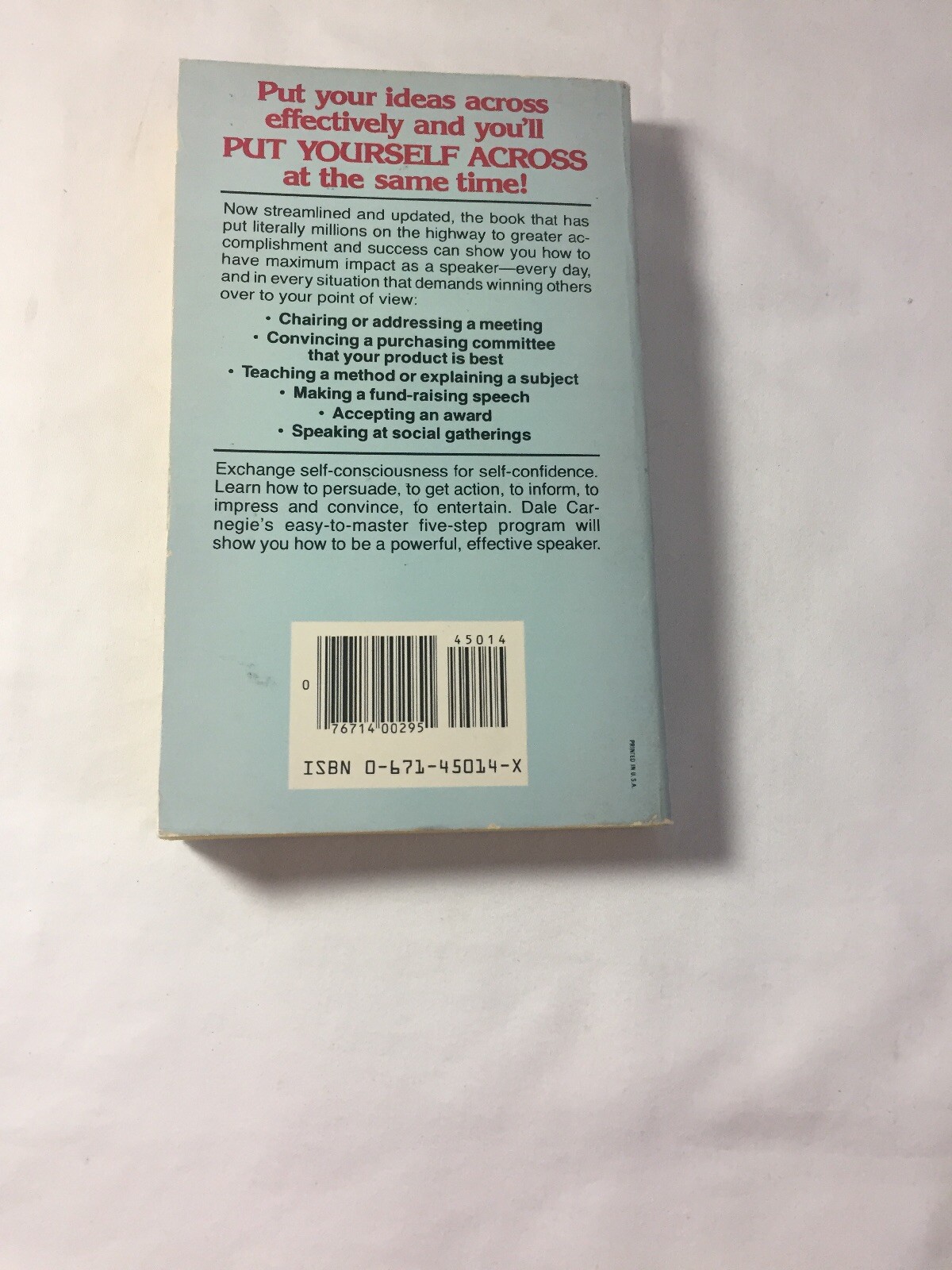 The Quick and Easy Way to Effective Speaking by Dale Carnegie (1977, Paperback)