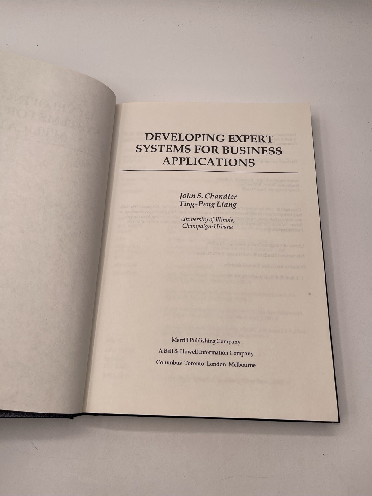 Developing Expert Systems For Business Applications By John S Chandler 1990 HC