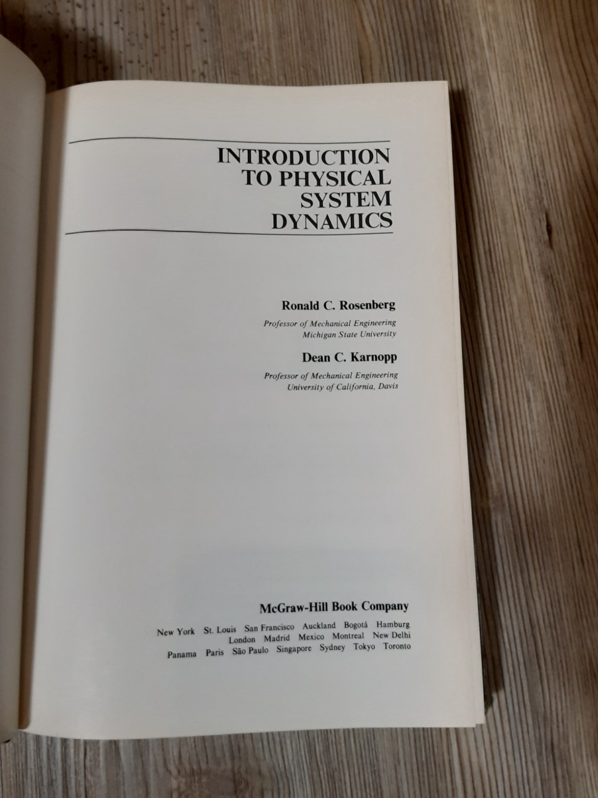 Introduction to Physical System Dynamics by Rosenberg and Karnopp 1983