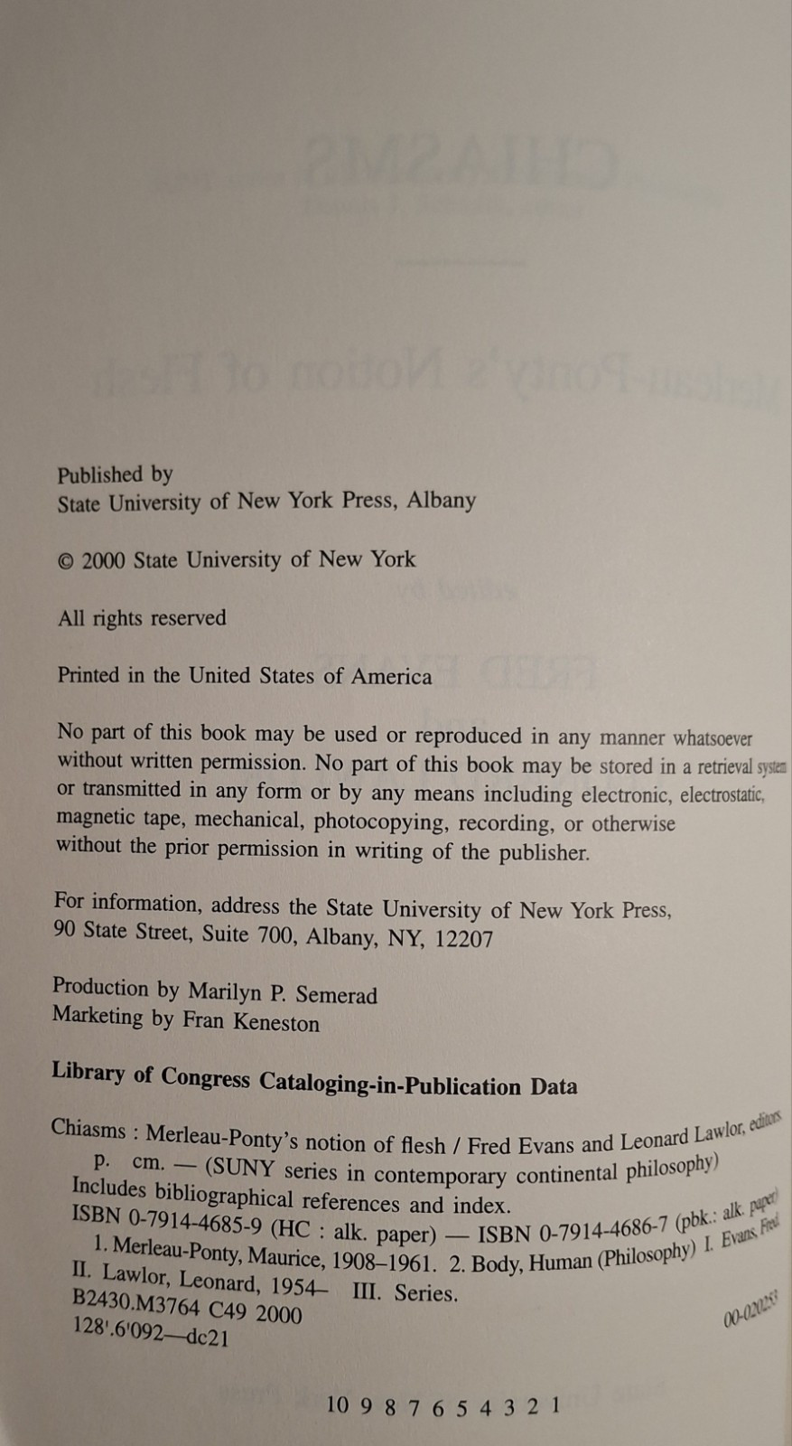 Chiasms: Merleau-Ponty’s Notion of Flesh by Fred Evans and Leonard Lawlor