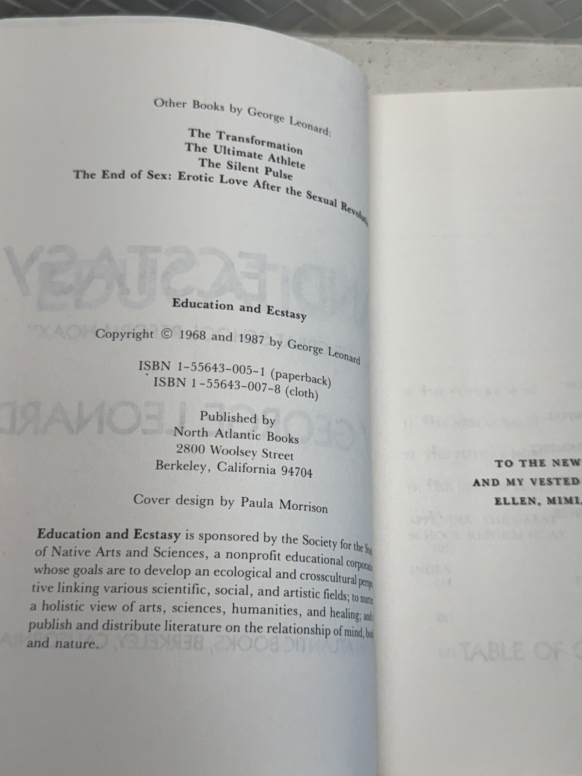 Education and Ecstasy George Leonard North Atlantic Books 1987 Berkeley Californ