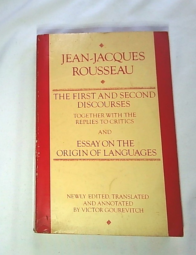 The First And Second Discourses Jean-Jacques Rousseau Paperback