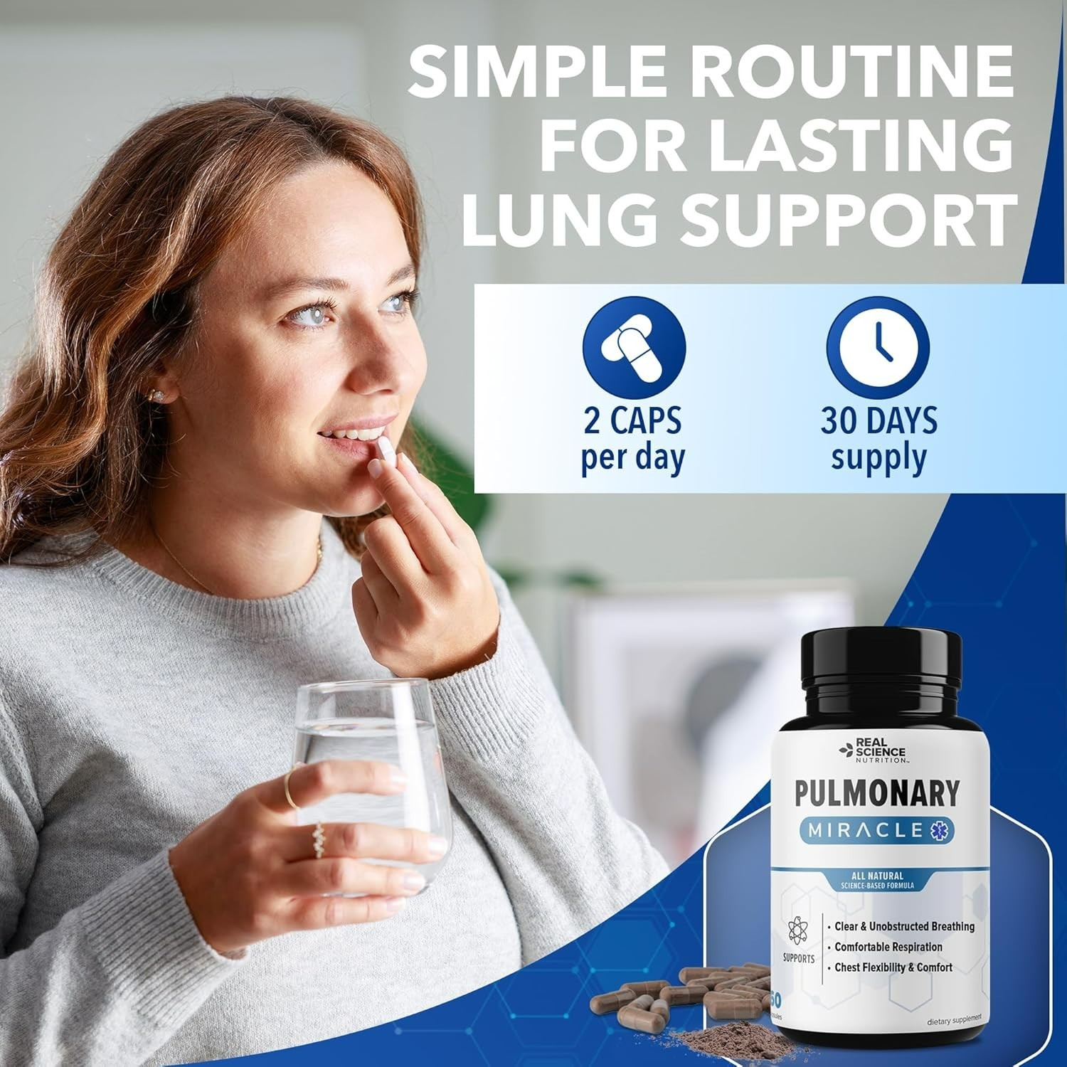 Natural COPD Support – 60 Non-GMO Capsules for Shortness of Breath Relief