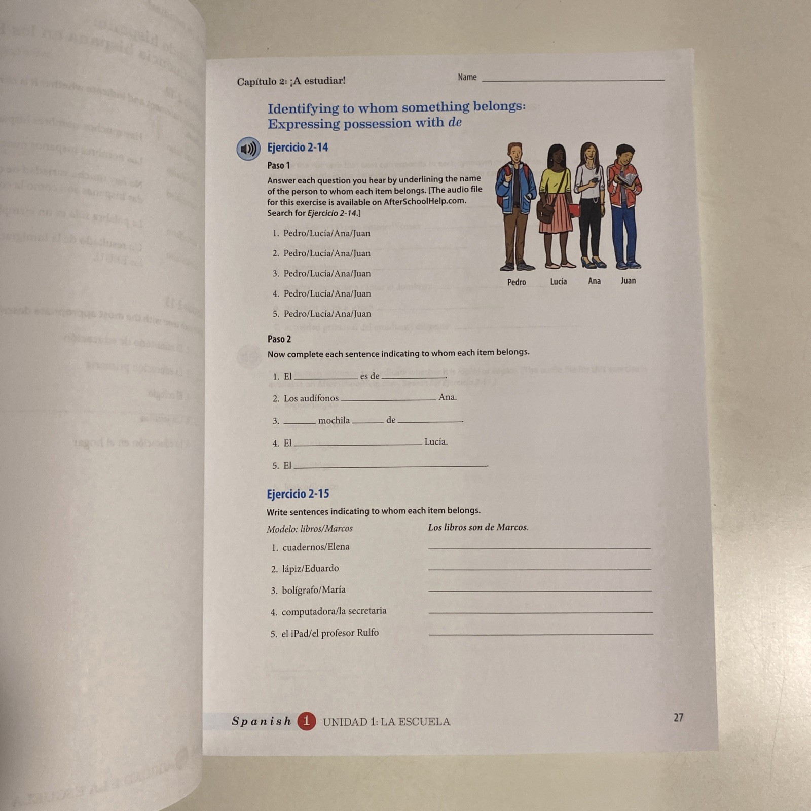 BJU Press – Spanish 1 Activities Manual (3rd edition) 500736, No Writing.