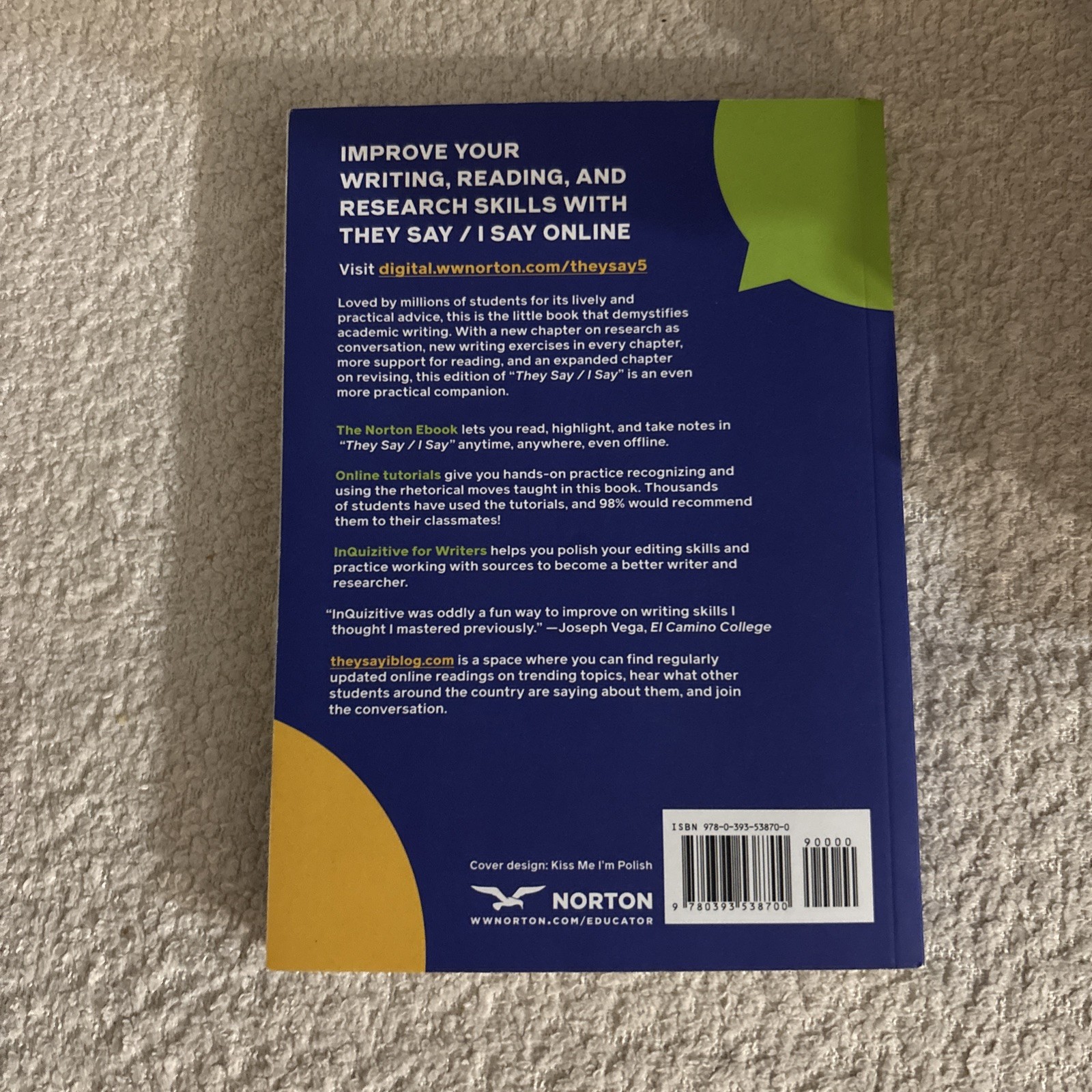 They Say I Say by Cathy Birkenstein and Gerald Graff (2021, Trade Paperback)