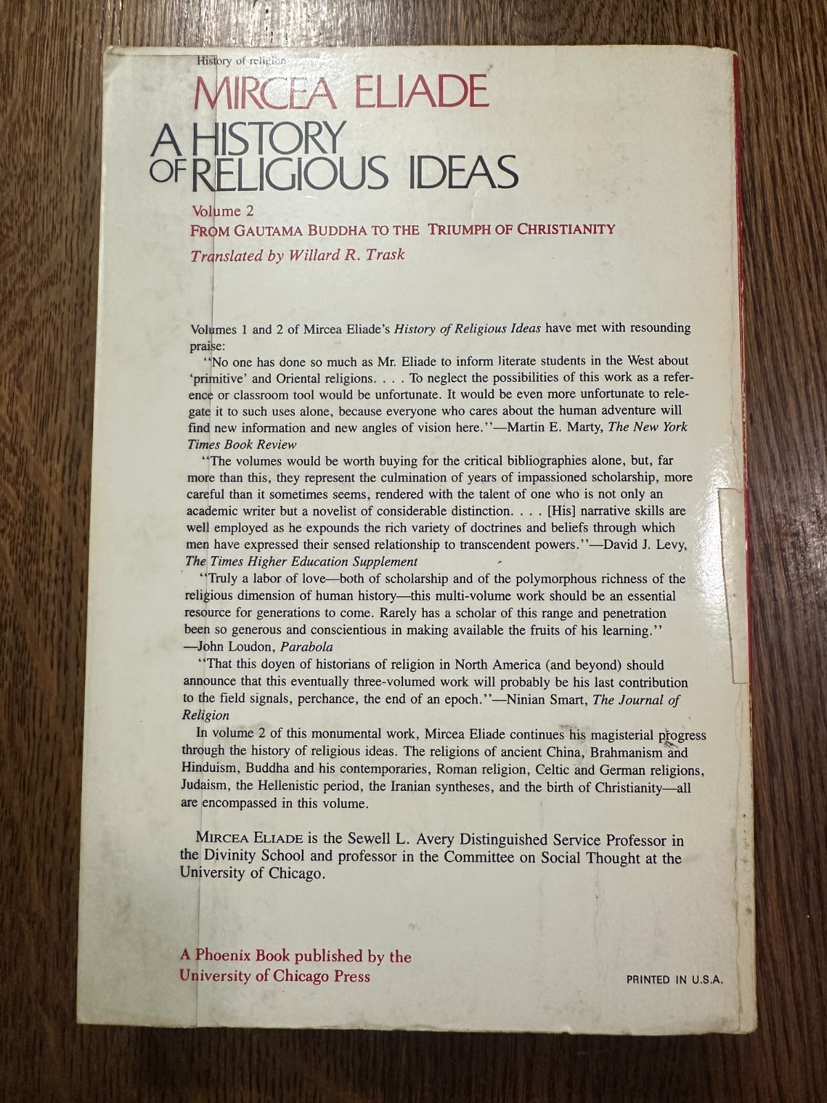 History of Religious Ideas, Volume 2 by Mircea Eliade 1984 PB RELIGION HISTORY