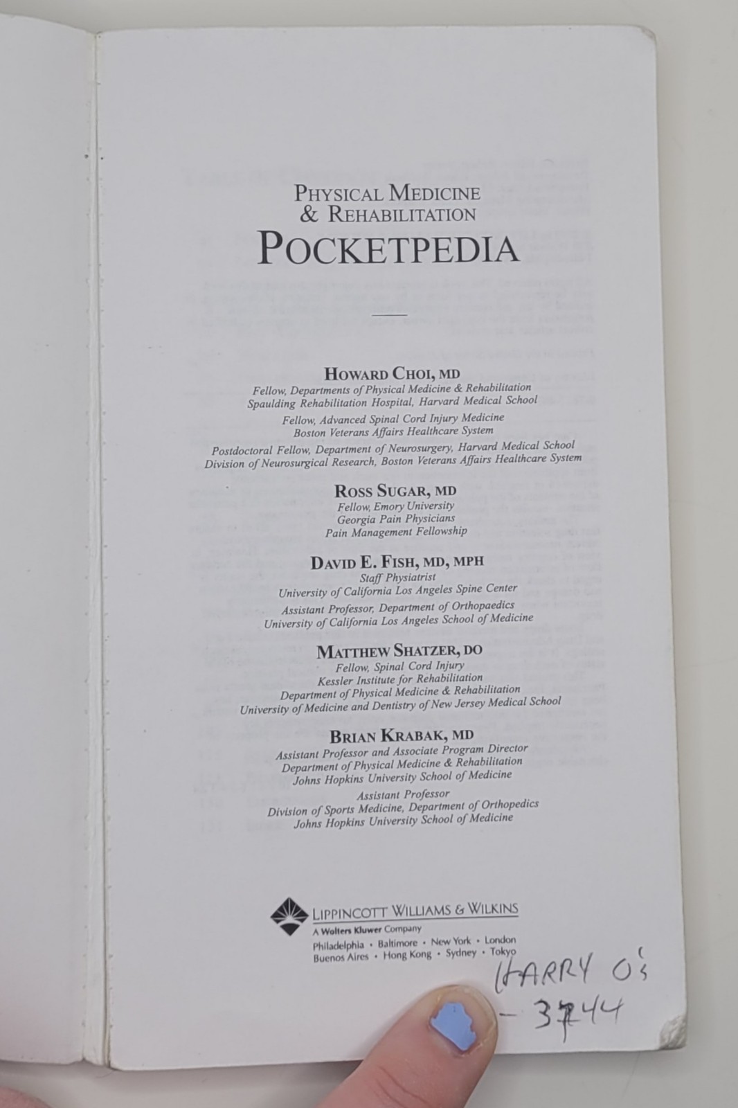 Physical Medicine & Rehabilitation Pocketpedia Matthew Shatzer (2003, Paperback)
