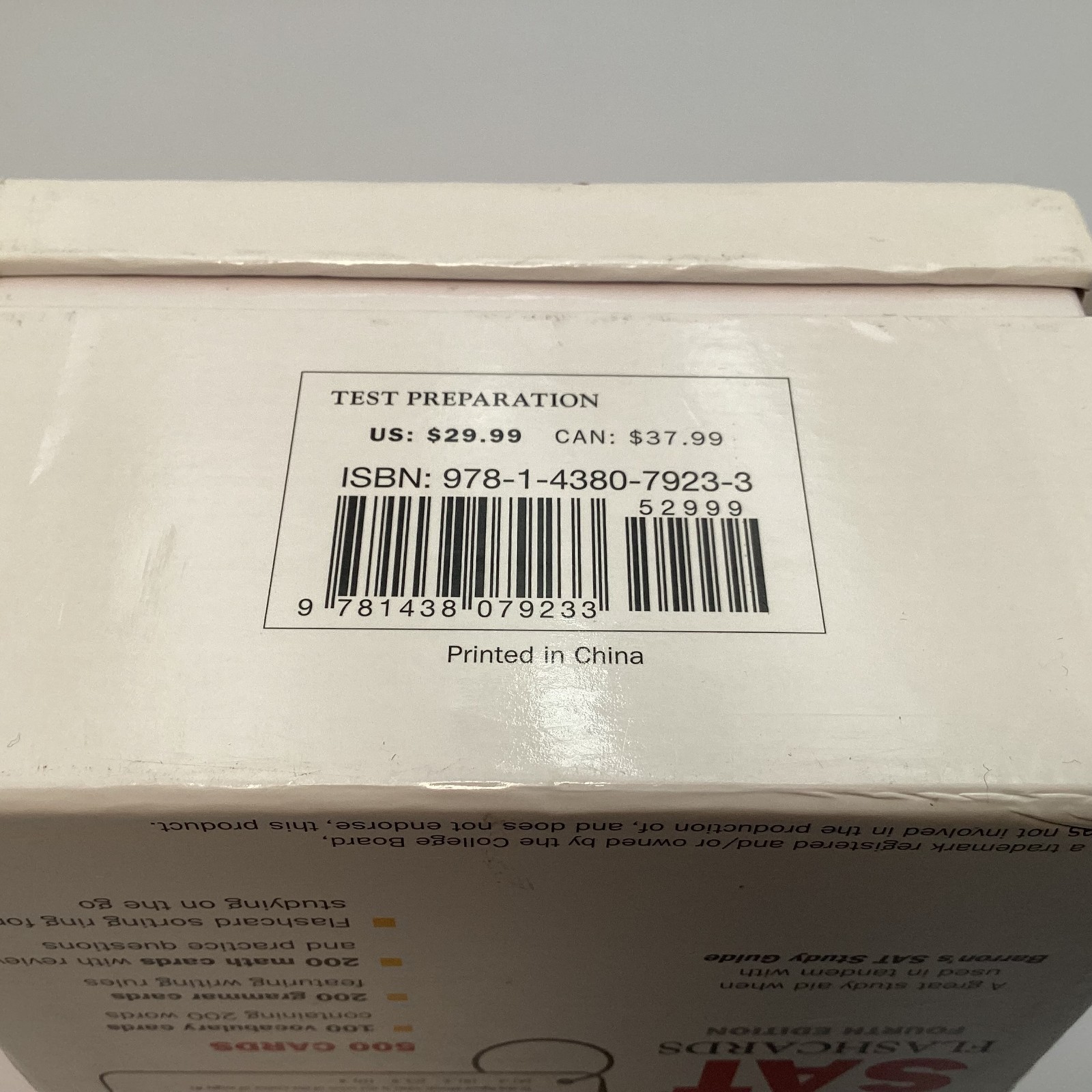 Barron’s SAT Flashcards Fourth Edition 500 Cards Test Prep Study Aid – New Open