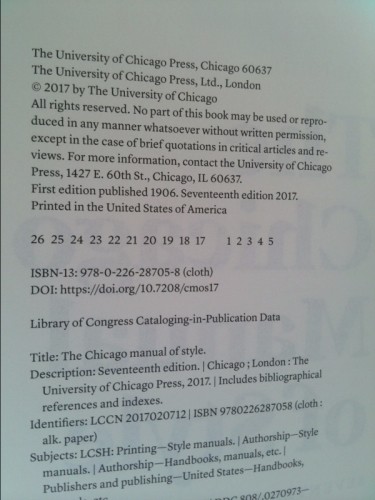The Chicago Manual of Style, 17th Edition (1st THUS)