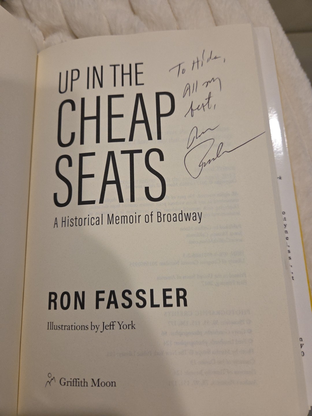 Up in the Cheap Seats : A Historical Memoir of Broadway Signed by Ron Fassler