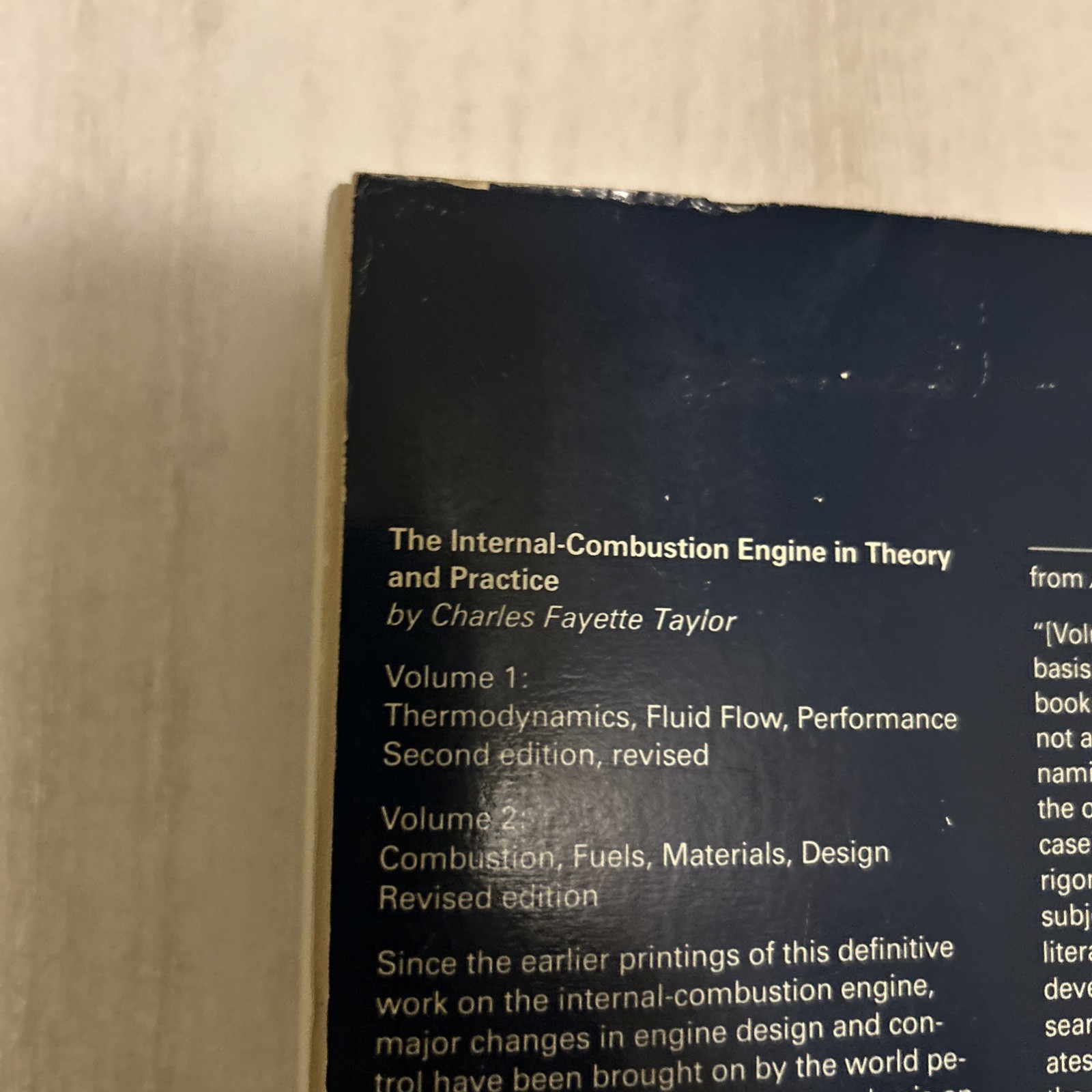 The Internal Combustion Engine In Theory Practice Volume 1 Book With 4 Charts