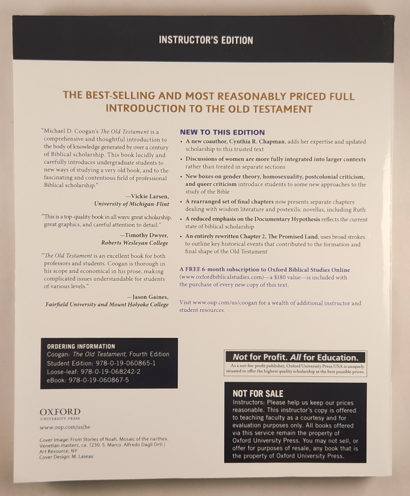 The Old Testament: A – Paperback, by Coogan Michael D. INSTRUCTORS ED.