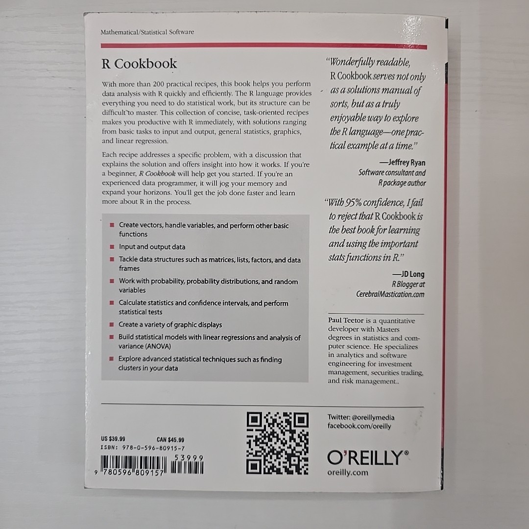 R Cookbook by Paul Teeter ( 2011, Paperback)