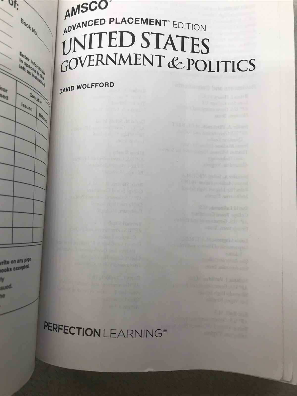 Advanced Placement United States Government & Politics 3rd Edition Paperback