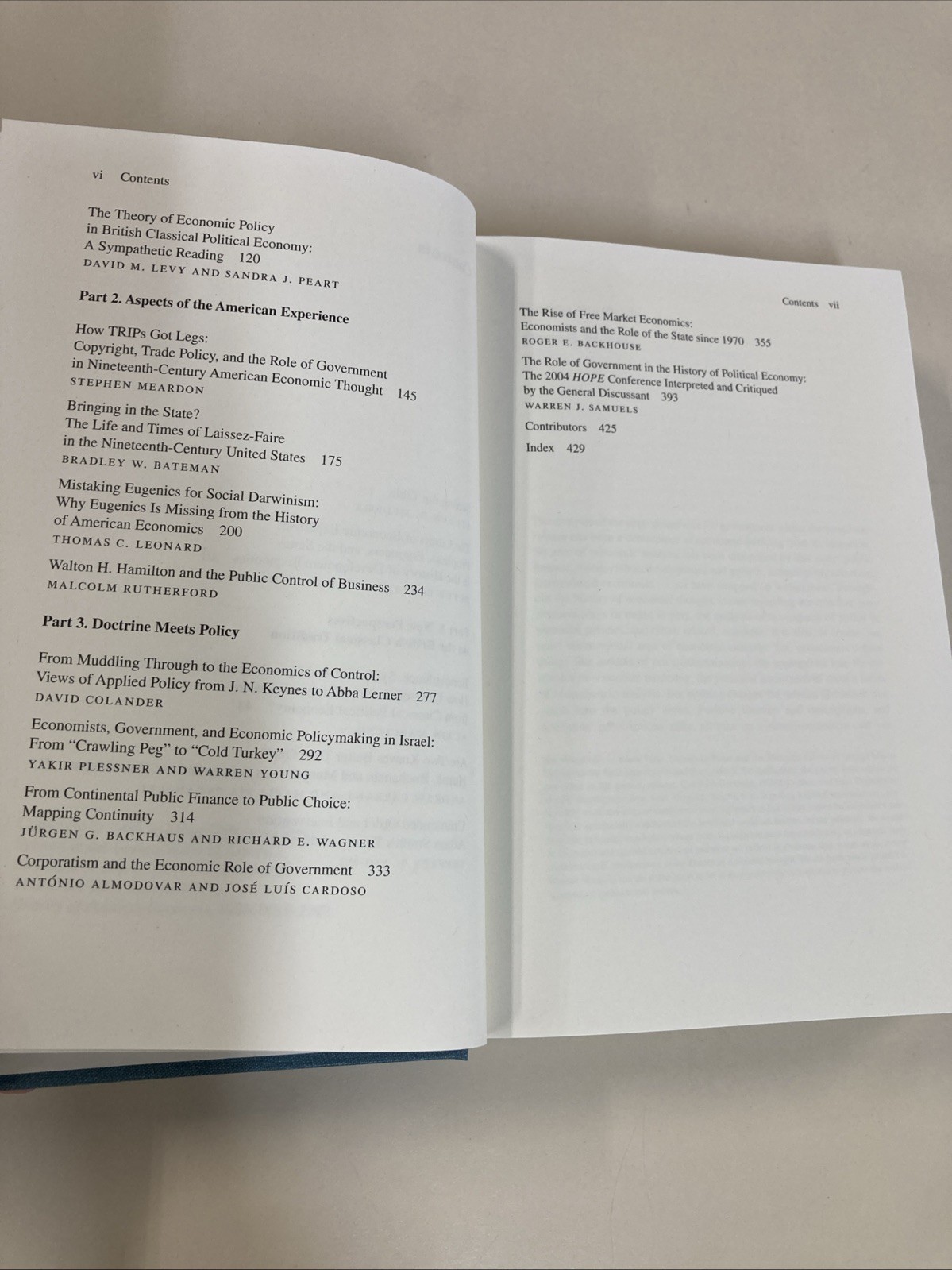 Role of Government in the History of Economic Thought 2005 Supplement HC 2005